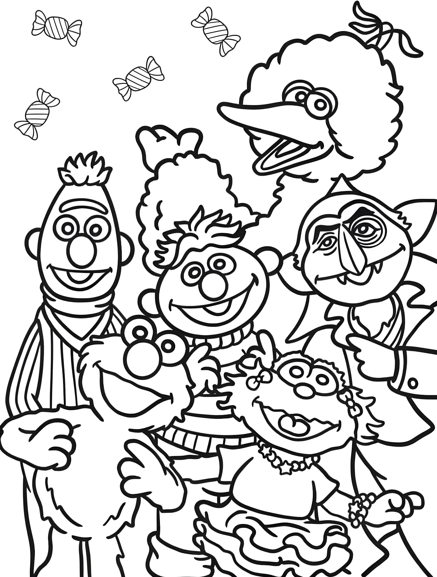 Весёлые персонажи из Sesame Street №7311. Раскраски для мальчиков по категориям. Улица Сезам (Sesame Street).