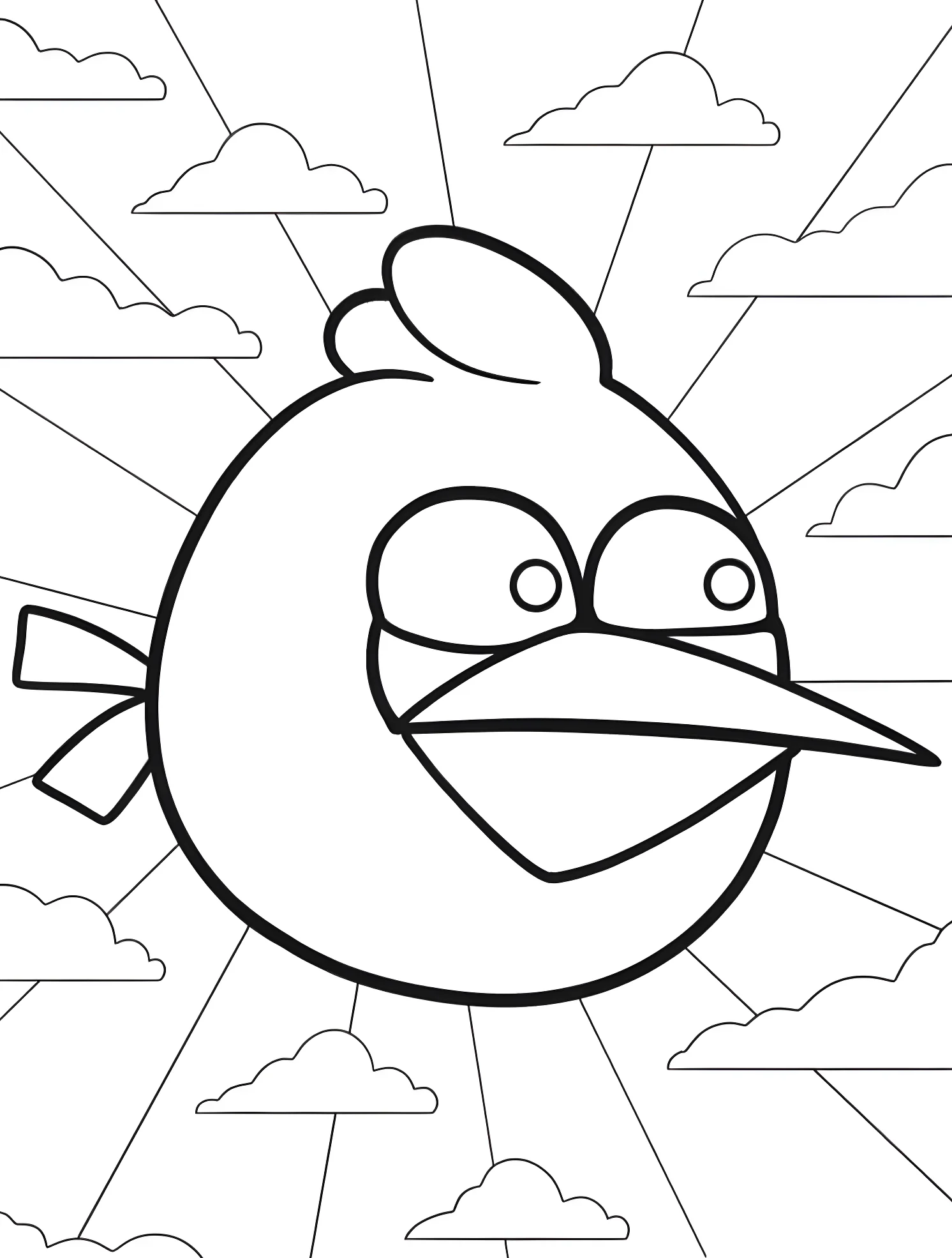 Веселый синий Angry Bird на фоне облаков №4786. Раскраски для мальчиков по категориям. Angry Birds.