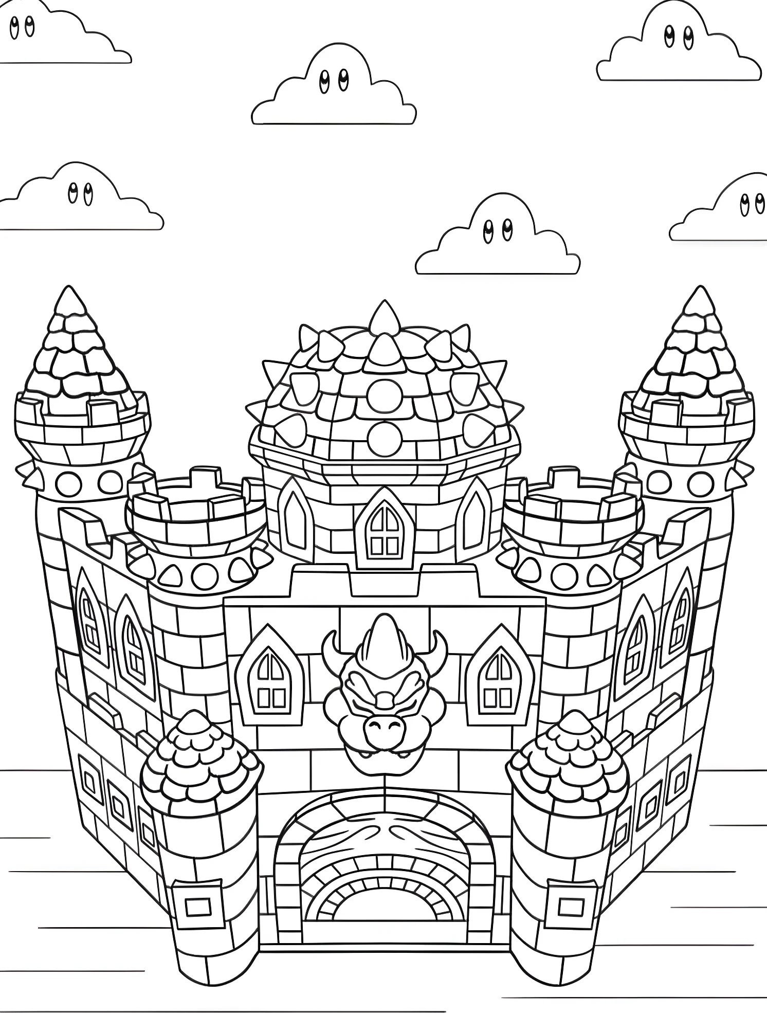 Замок Боузера №4979. Раскраски для мальчиков по категориям. Баузер (Bowser).