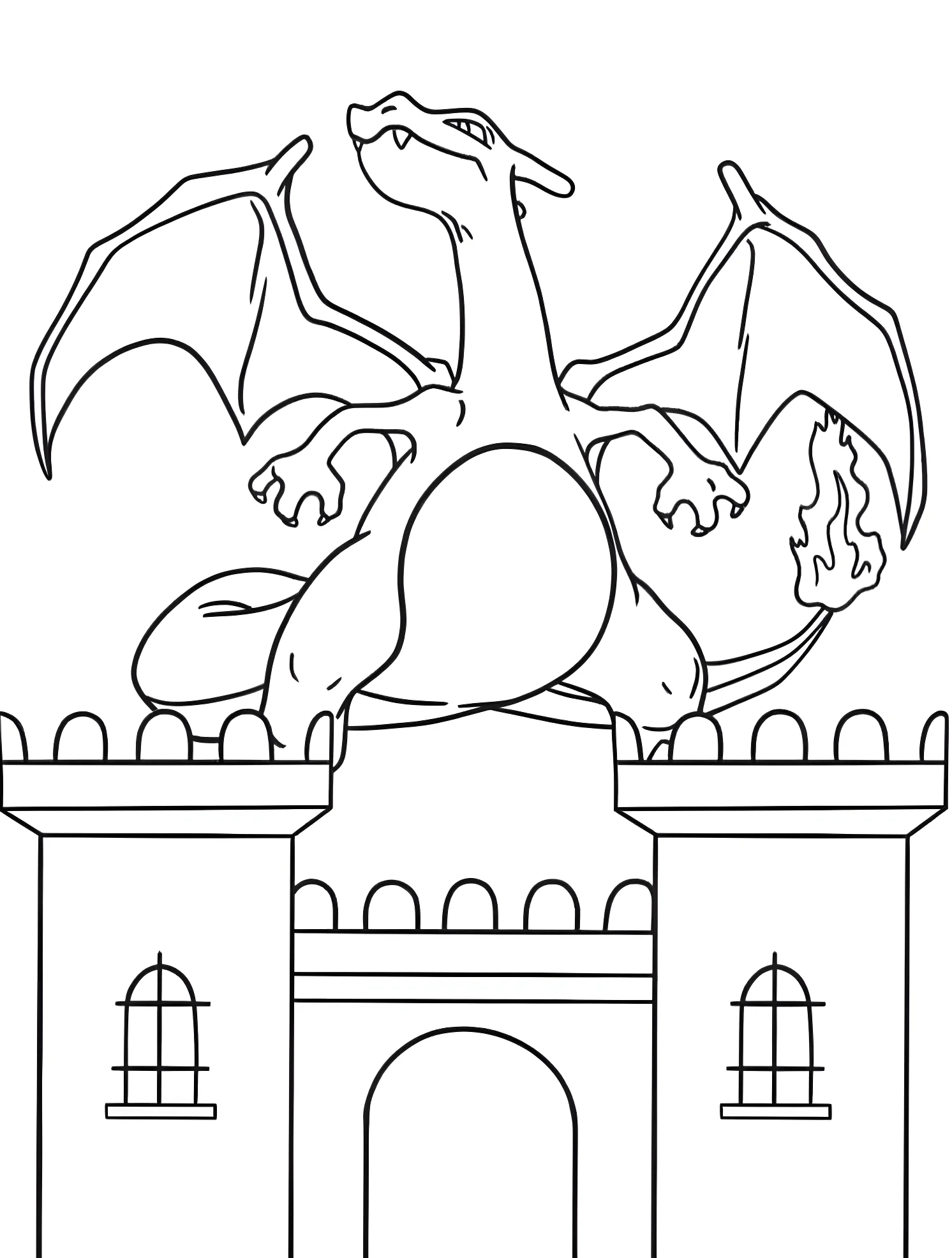 Дракон Чарizard №5664. Раскраски для мальчиков по категориям. Дракон (Dragon).