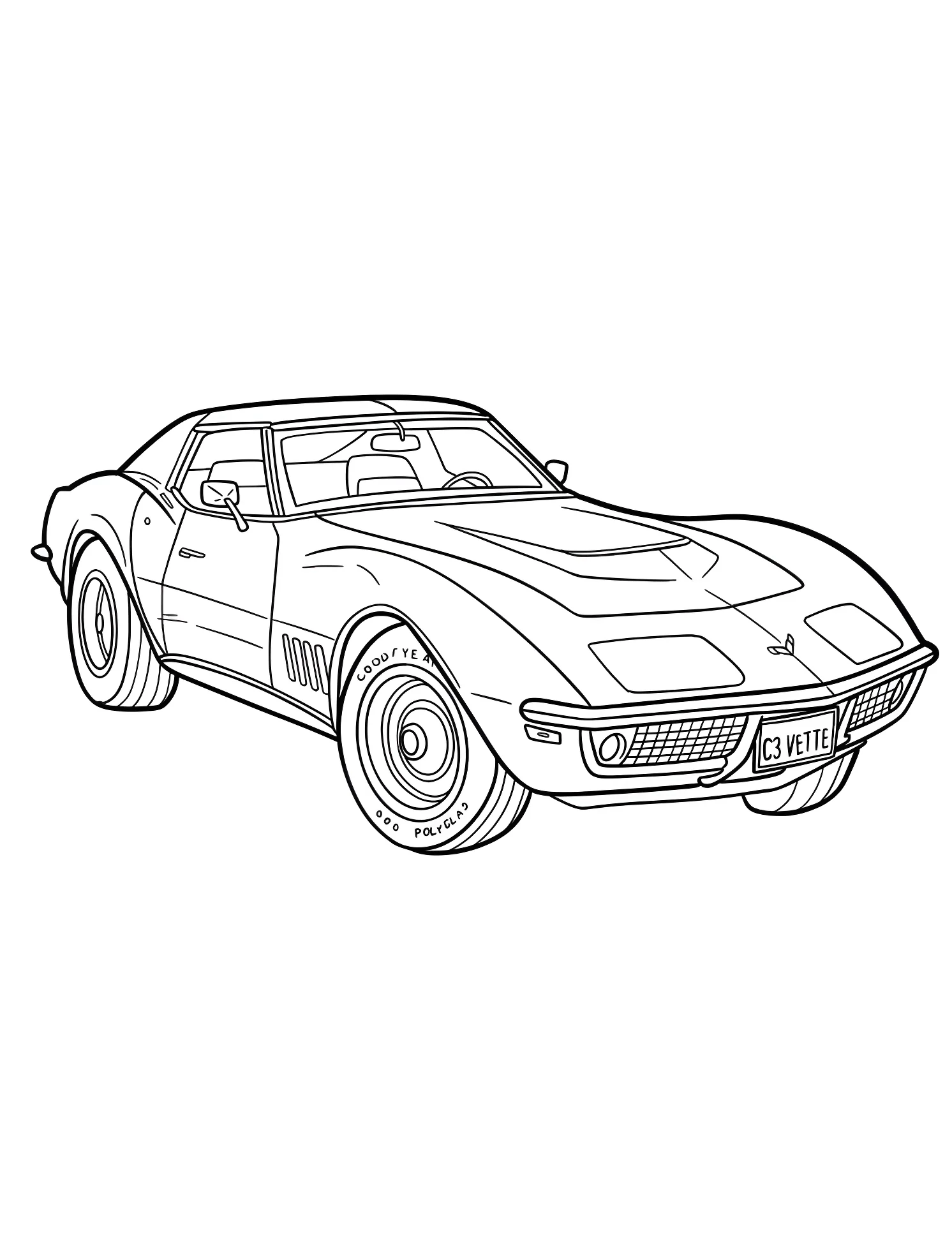 Классический Chevrolet Corvette №5406. Раскраски для мальчиков по категориям. Шевроле Корветт (Corvette).