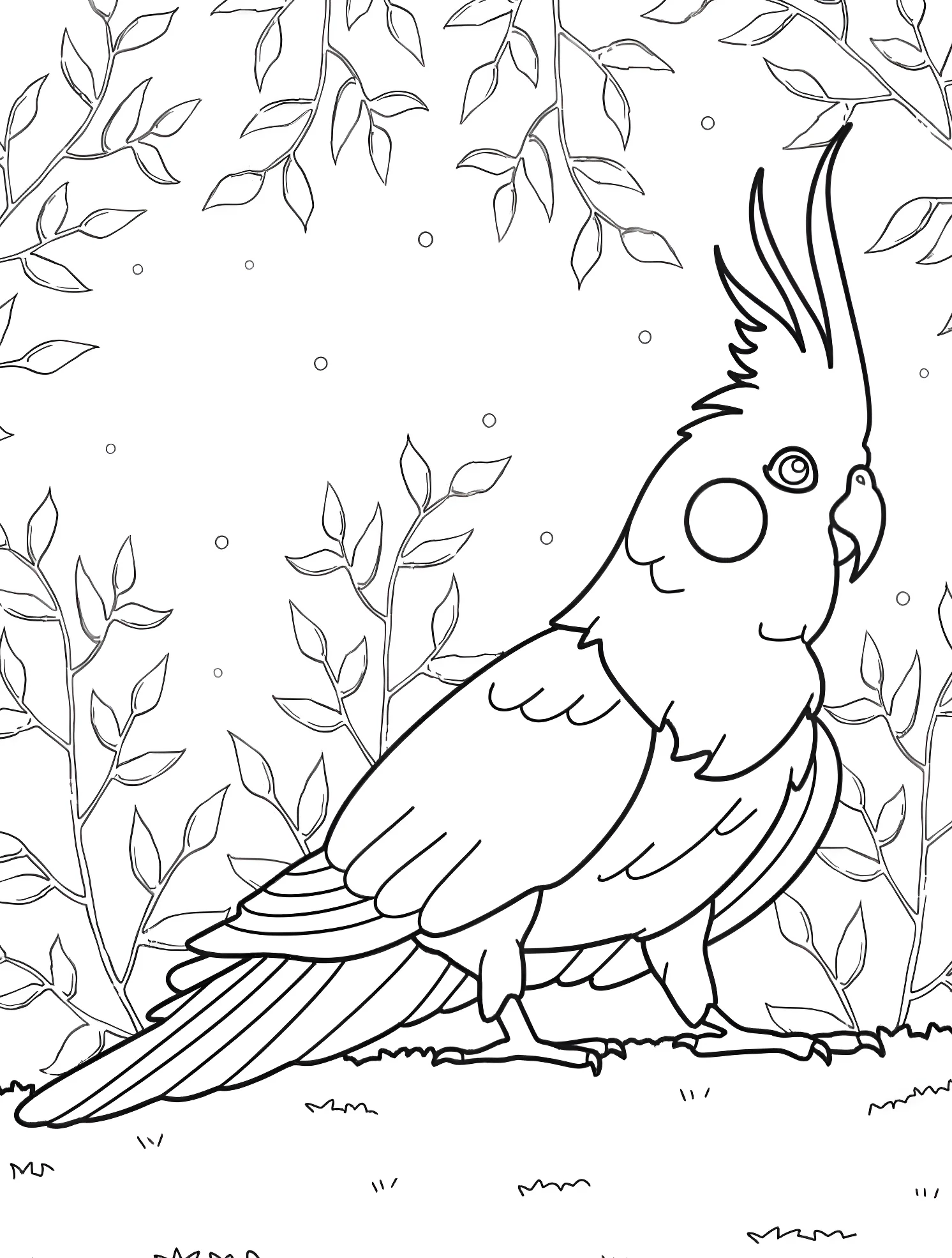 Милый кокатул №6935. Раскраски для мальчиков по категориям. Попугай (Parrot).