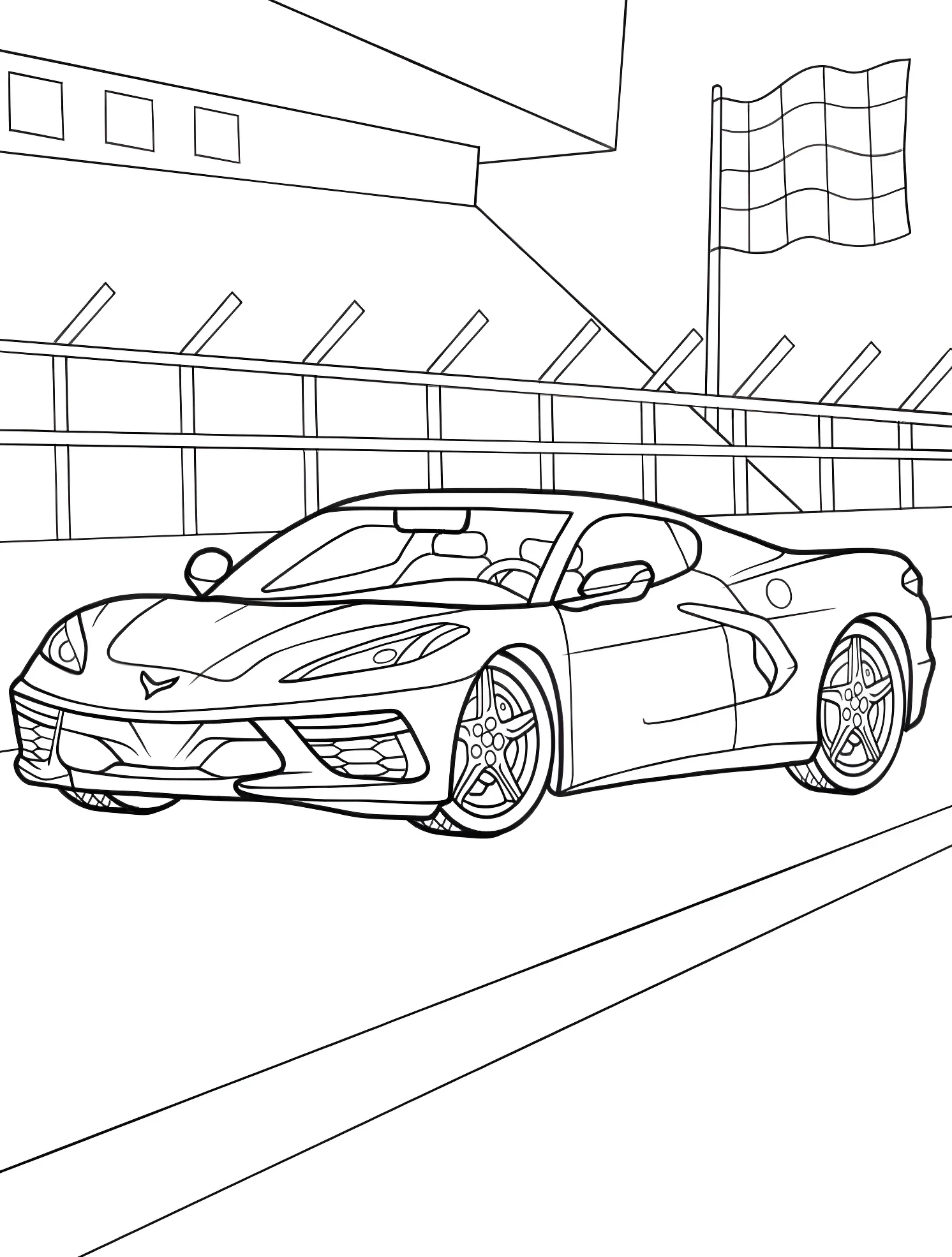 Спортивный автомобиль Corvette №5407. Раскраски для мальчиков по категориям. Шевроле Корветт (Corvette).