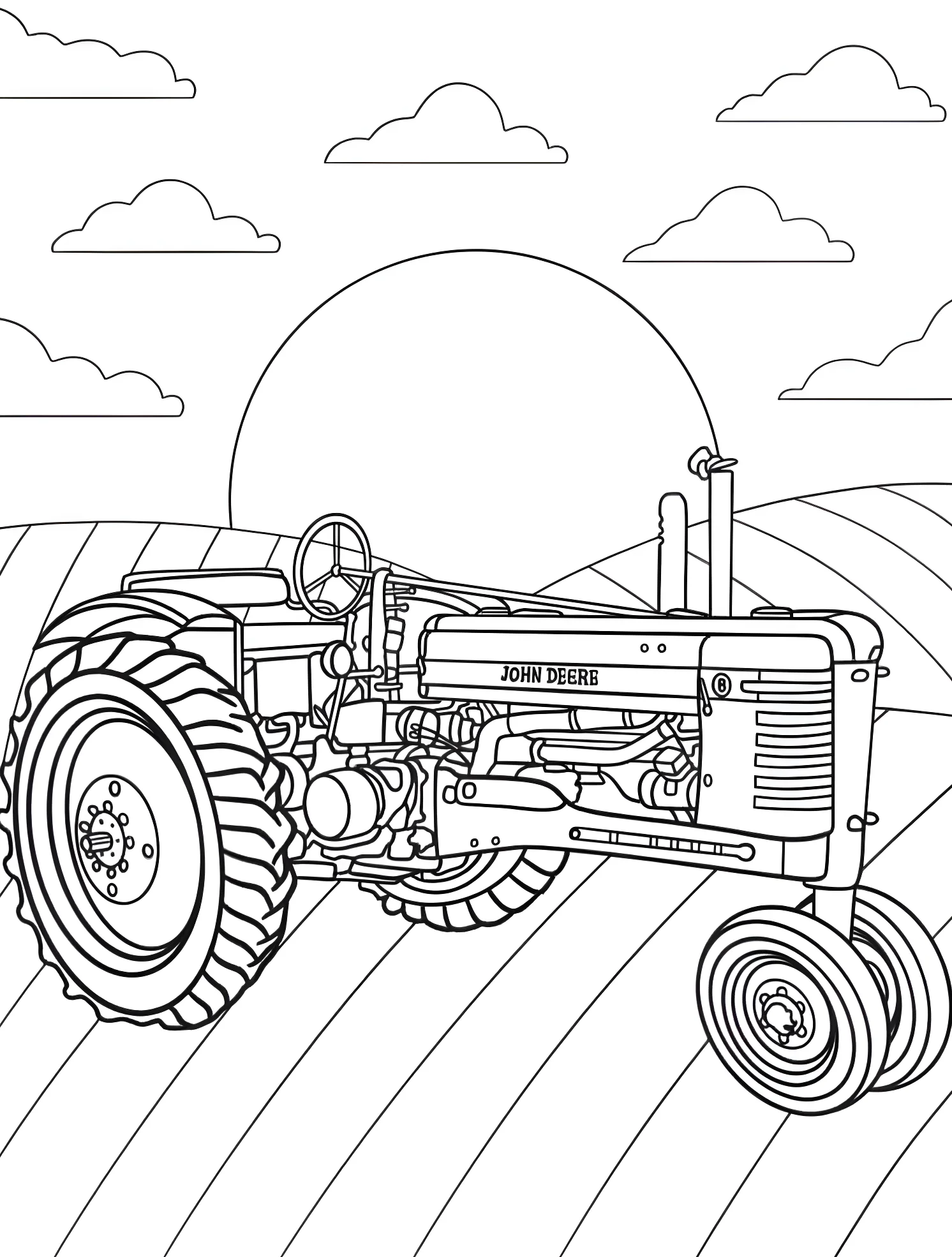 Трактор John Deere №6453. Раскраски для мальчиков по категориям. John Deere.