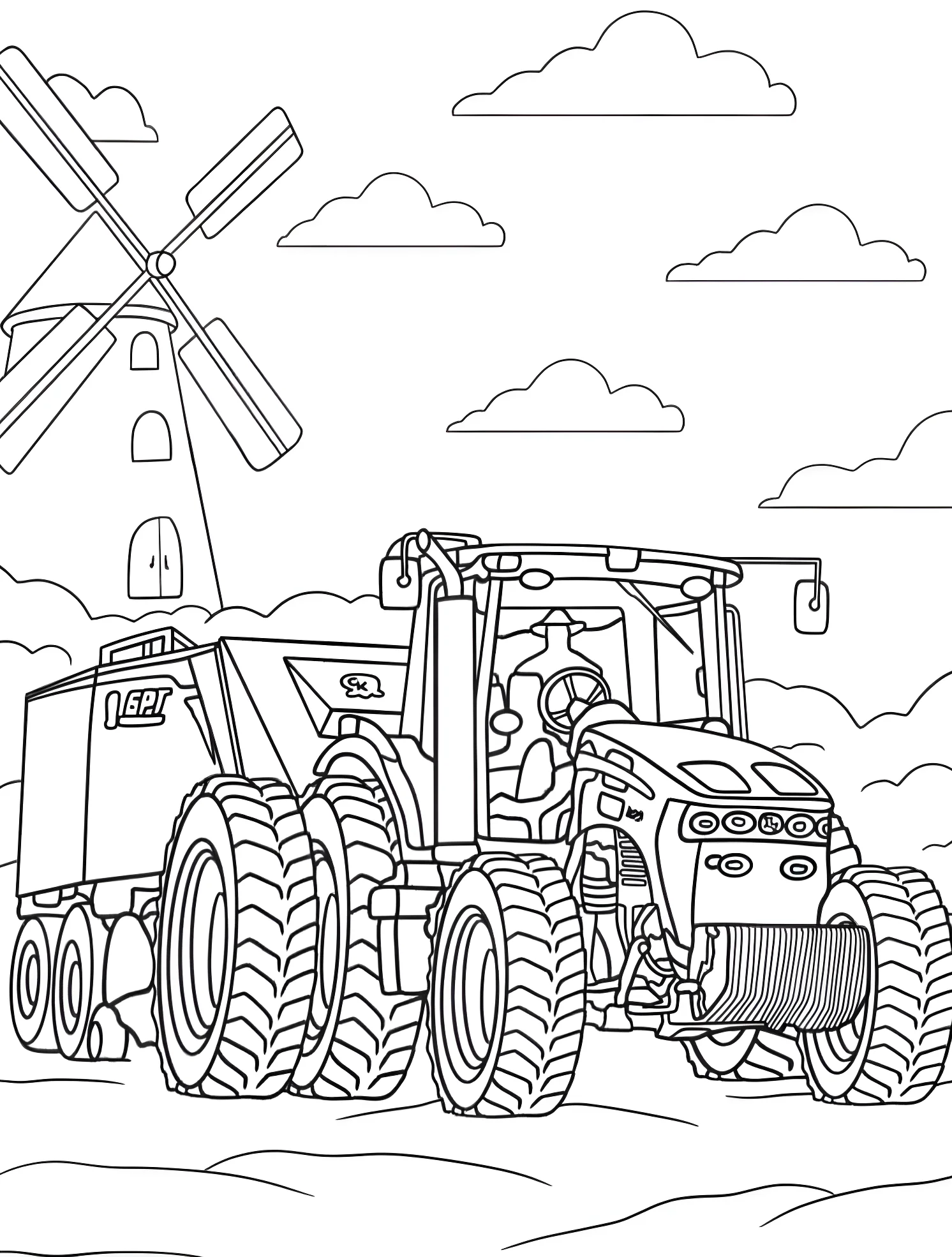 Трактор John Deere №6454. Раскраски для мальчиков по категориям. John Deere.