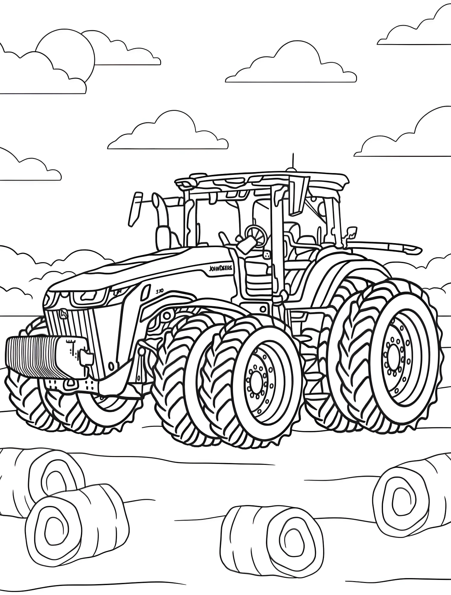 Современный трактор John Deere №6455. Раскраски для мальчиков по категориям. John Deere.
