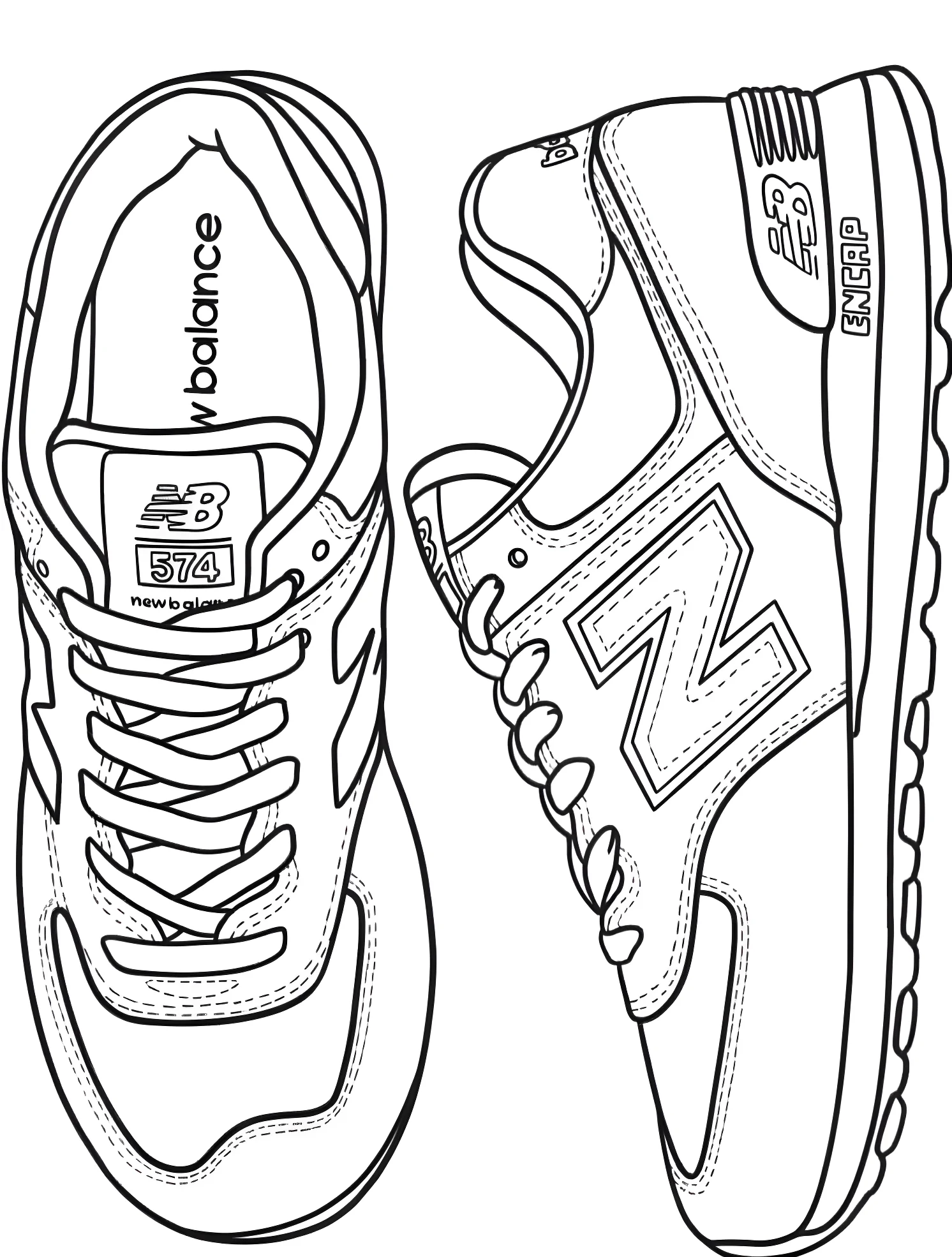Крутые кроссовки New Balance №7338. Раскраски для мальчиков по категориям. Обувь.