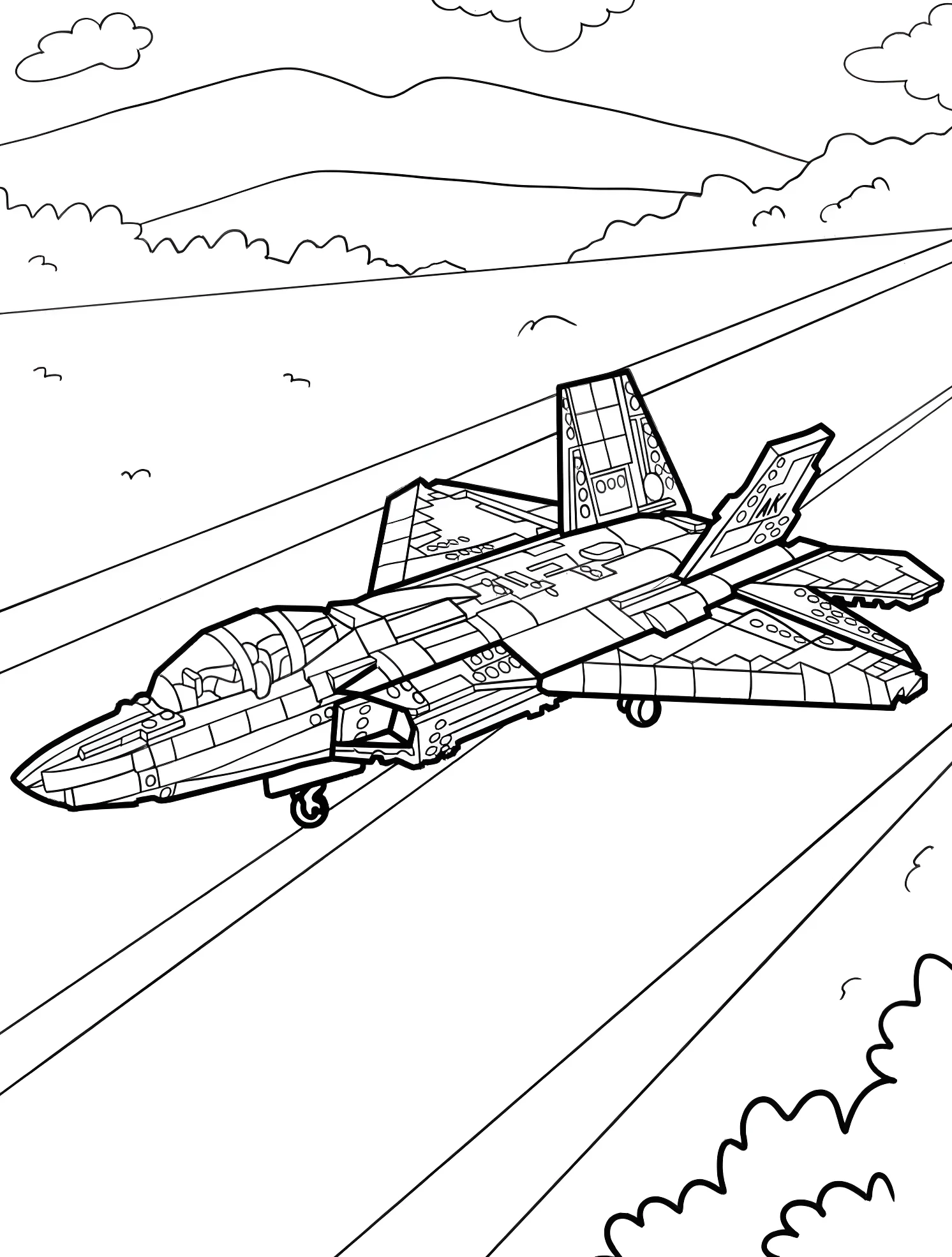 Военный самолет №6413. Раскраски для мальчиков по категориям. Самолёт (Jet).