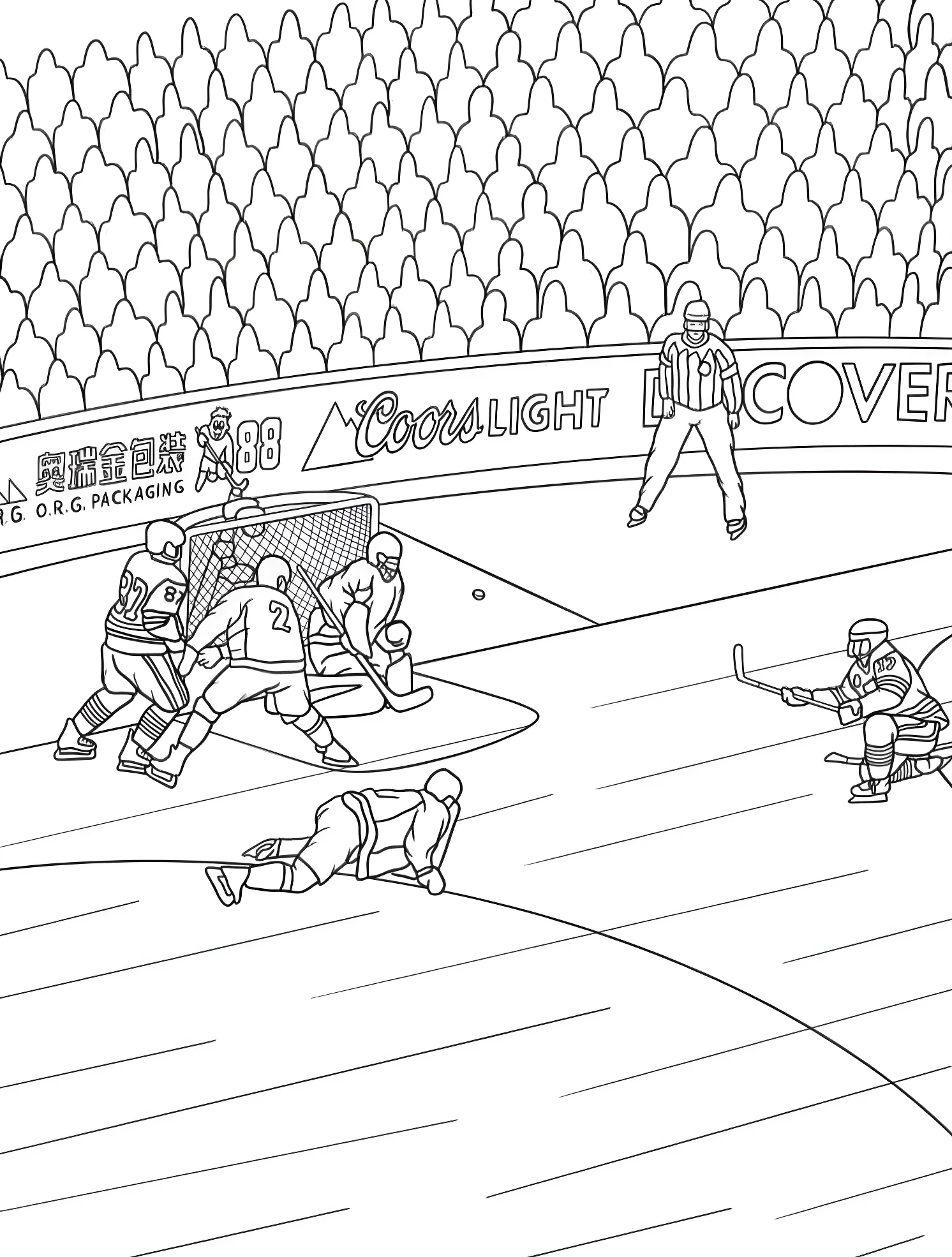 Игра в хоккей №6348. Раскраски для мальчиков по категориям. Хоккей (Hockey).