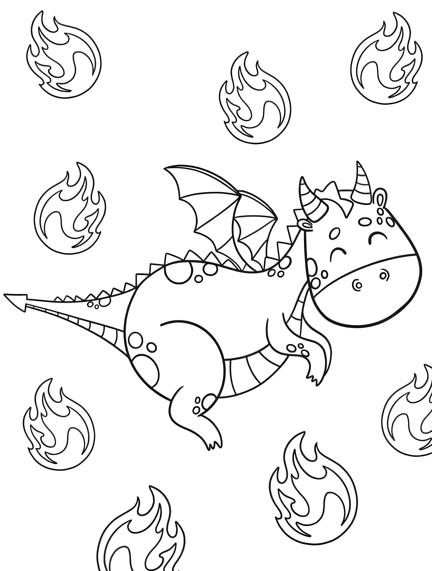 Милый дракончик №5669. Раскраски для мальчиков по категориям. Дракон (Dragon).
