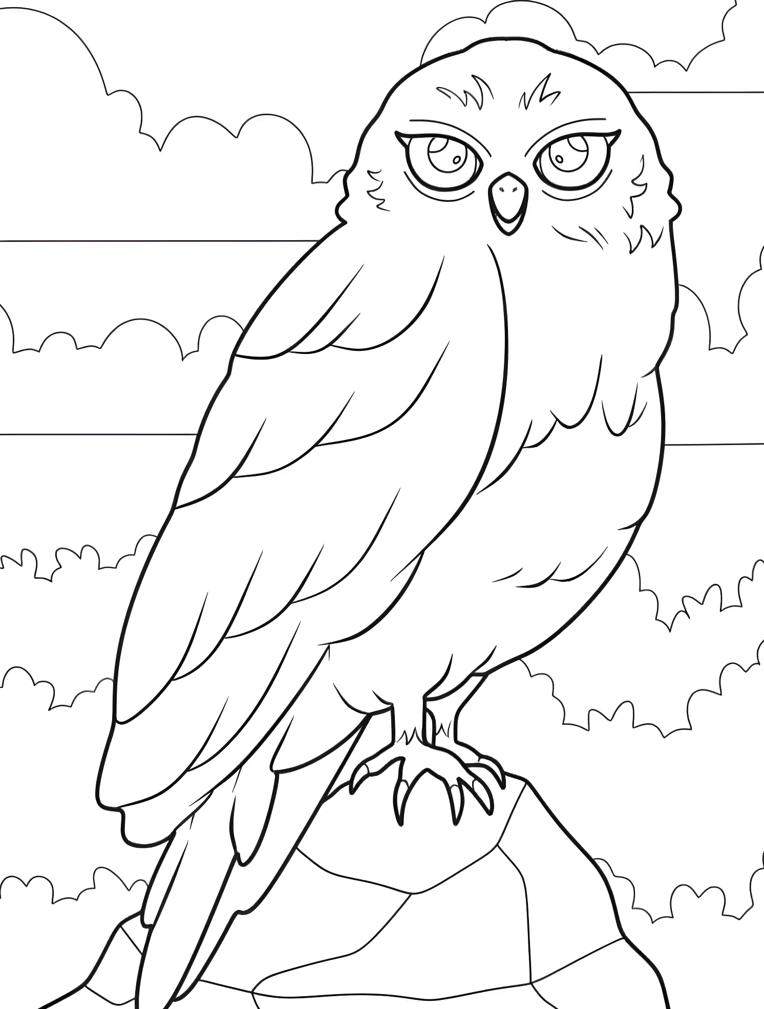Мудрая сова на камне №6902. Раскраски для мальчиков по категориям. Сова (Owl).