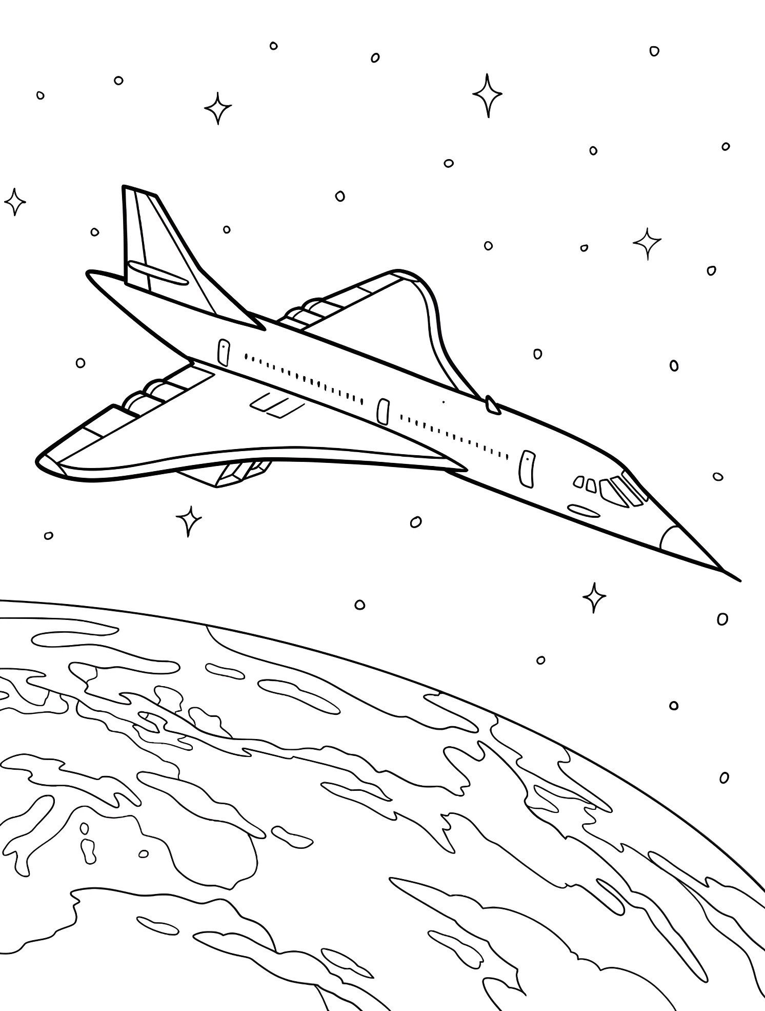Самолет Конкорд летит над Землей №6416. Раскраски для мальчиков по категориям. Самолёт (Jet).