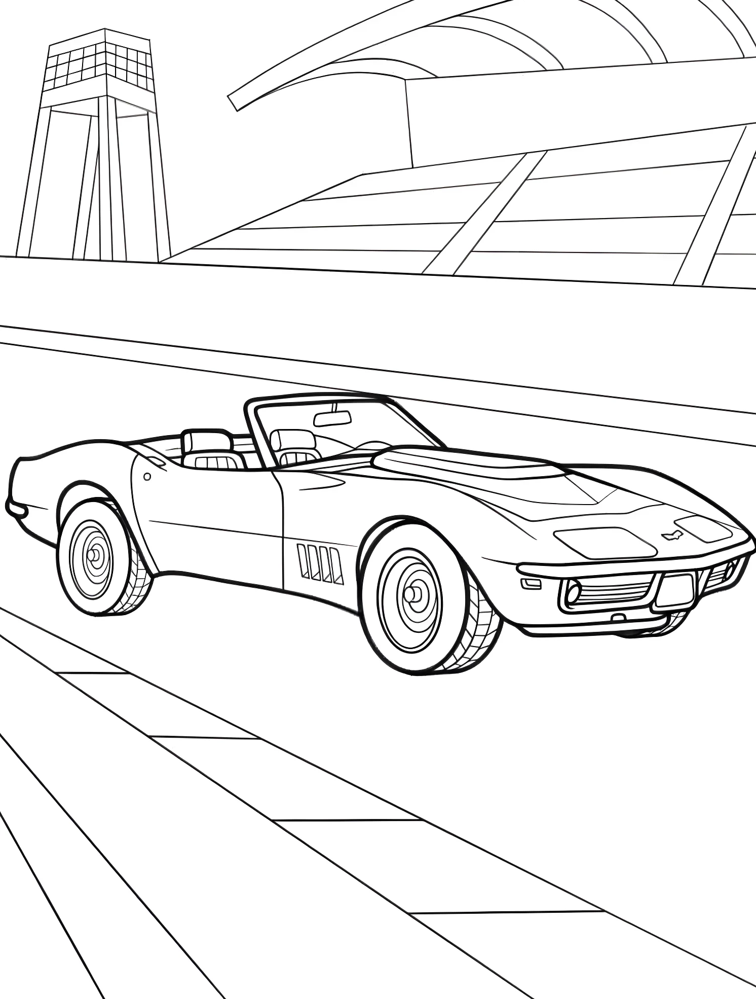 Спортивный автомобиль Corvette №5418. Раскраски для мальчиков по категориям. Шевроле Корветт (Corvette).