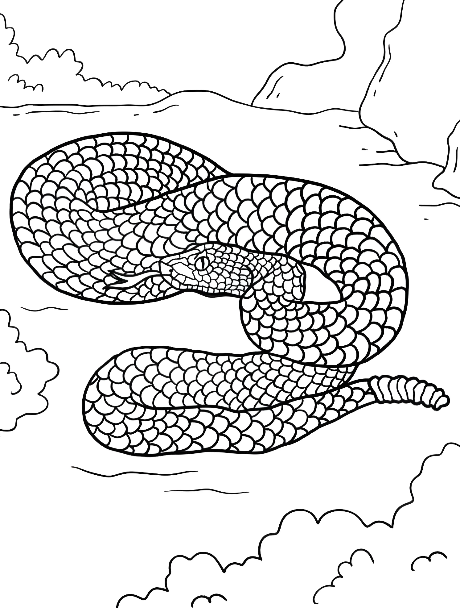 Большая змея №7407. Раскраски для мальчиков по категориям. Змея (Snake).