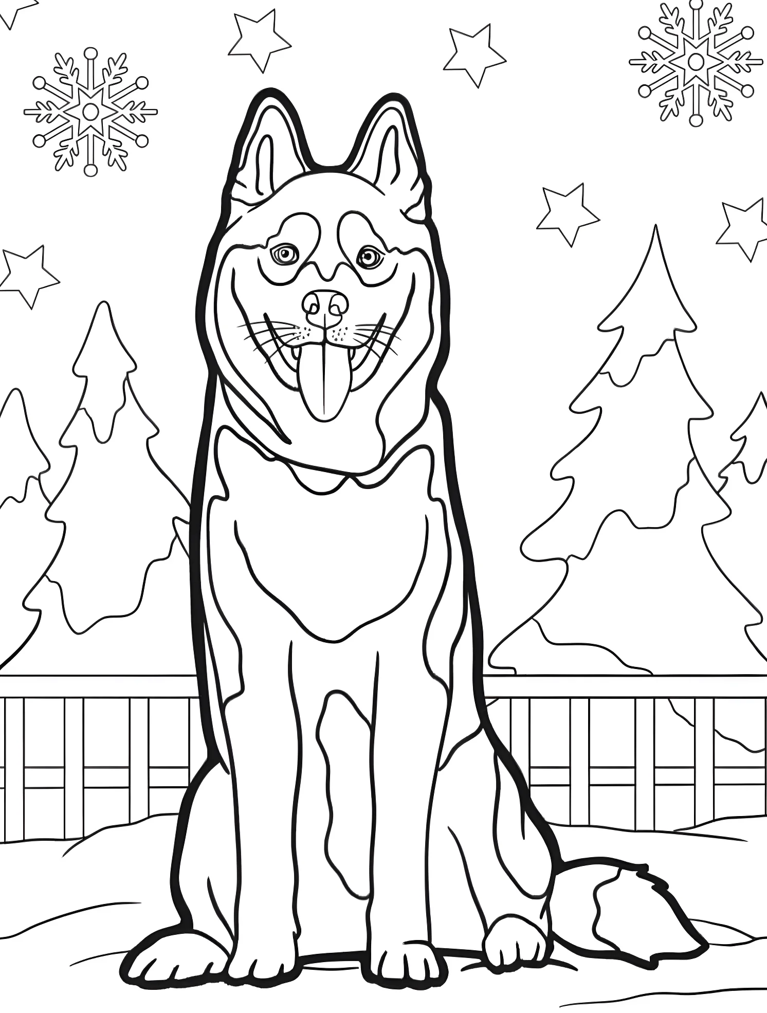 Забавный хаски №6385. Раскраски для мальчиков по категориям. Хаски (Husky).