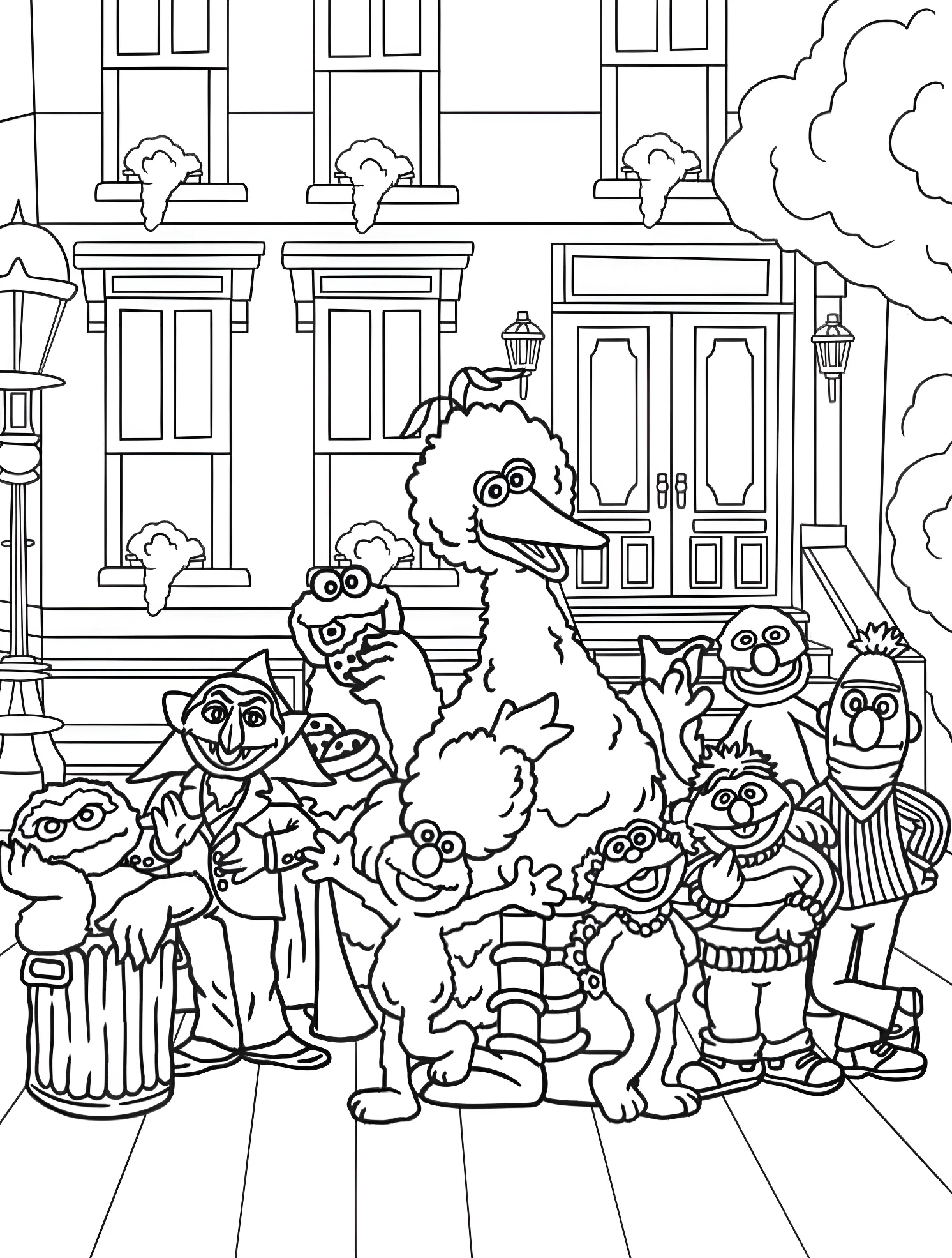Весёлые персонажи Sesame Street №7320. Раскраски для мальчиков по категориям. Улица Сезам (Sesame Street).