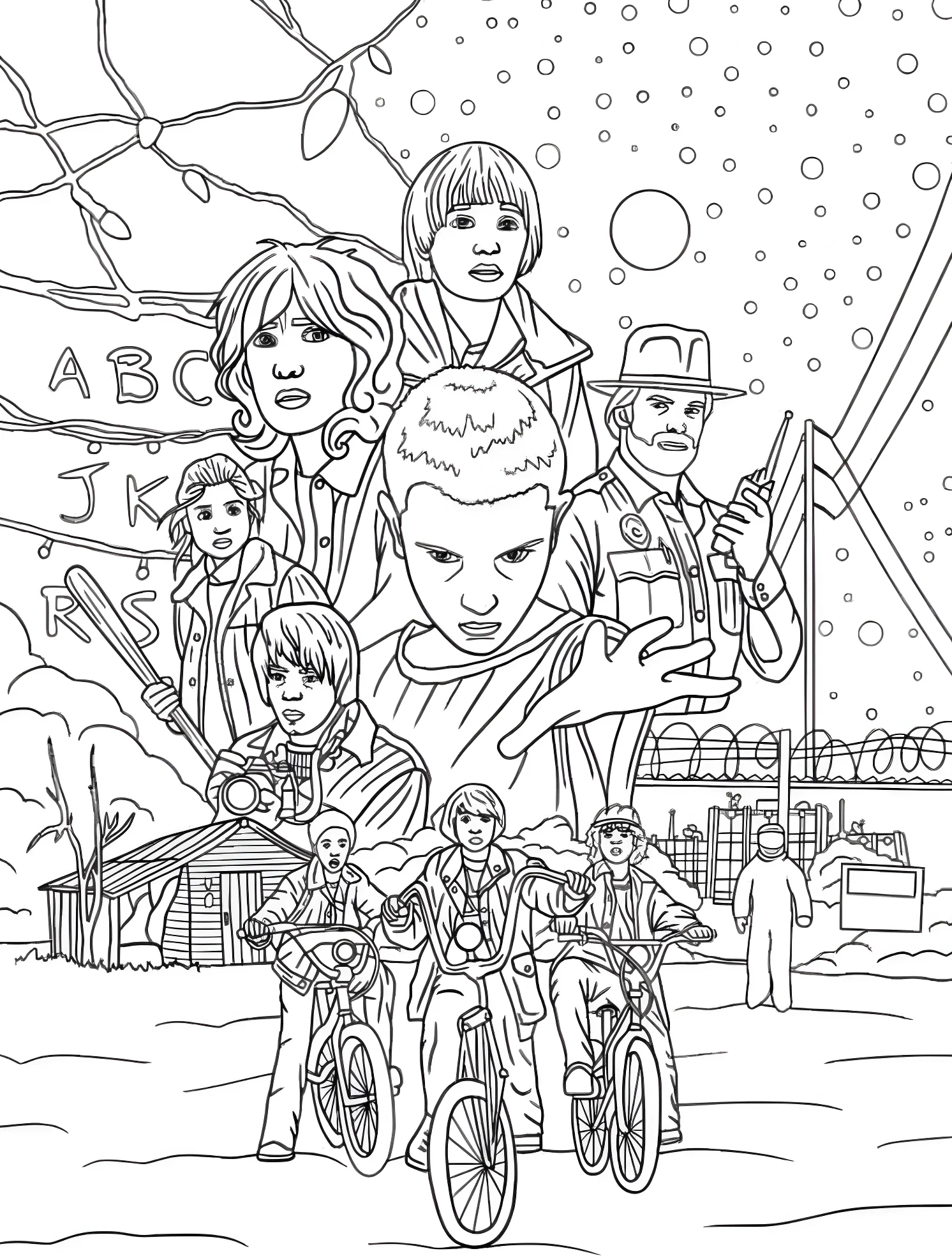 Милые герои из сериала Stranger Things №6201. Раскраски для мальчиков по категориям. Хэллоуин (Halloween).