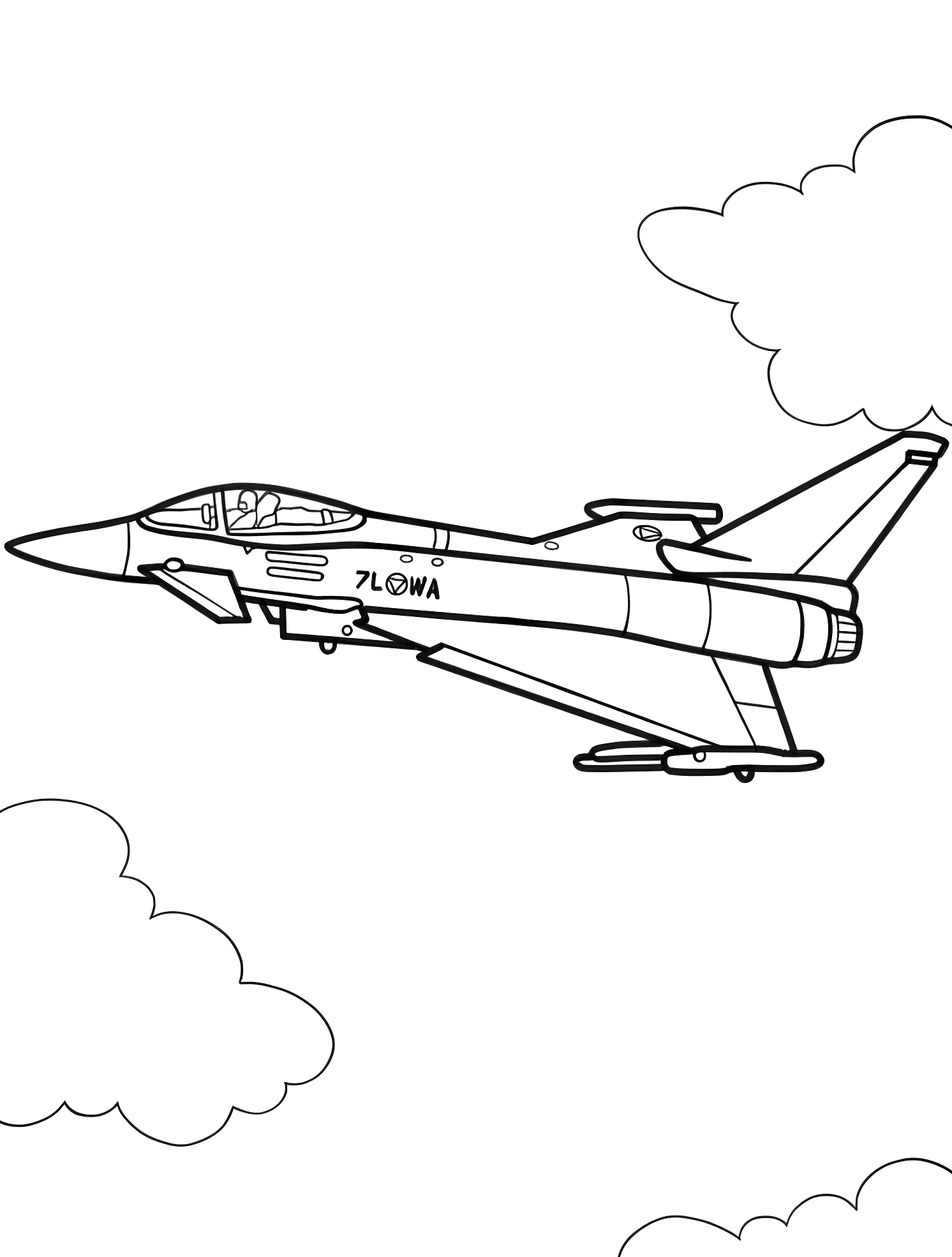 Истребитель Eurofighter Typhoon для малышей №6421. Раскраски для мальчиков по категориям. Самолёт (Jet).