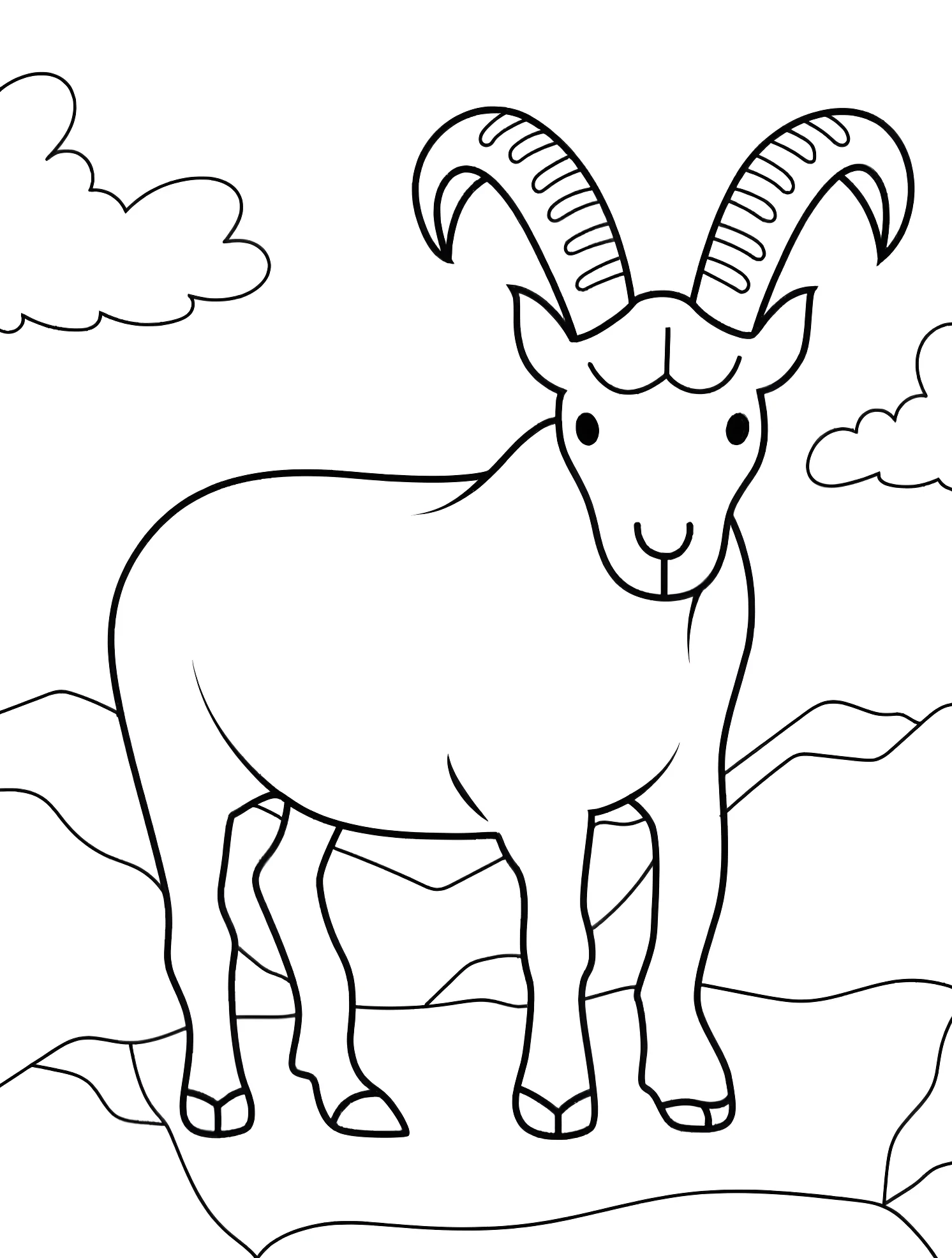 Милый горный козел №6128. Раскраски для мальчиков по категориям. Коза (Goat).