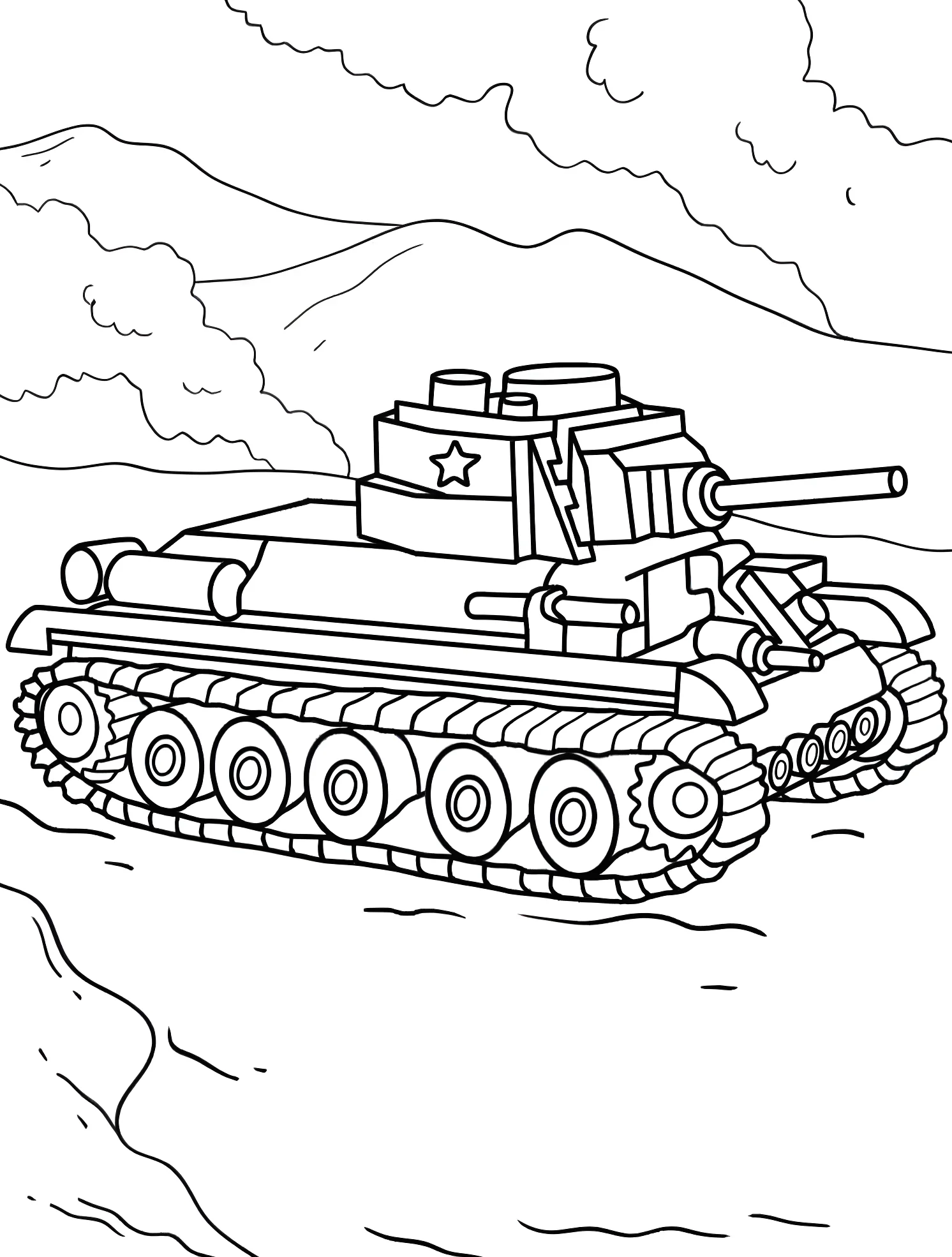 Танк Т-34 №7547. Раскраски для мальчиков по категориям. Танк (Tank).