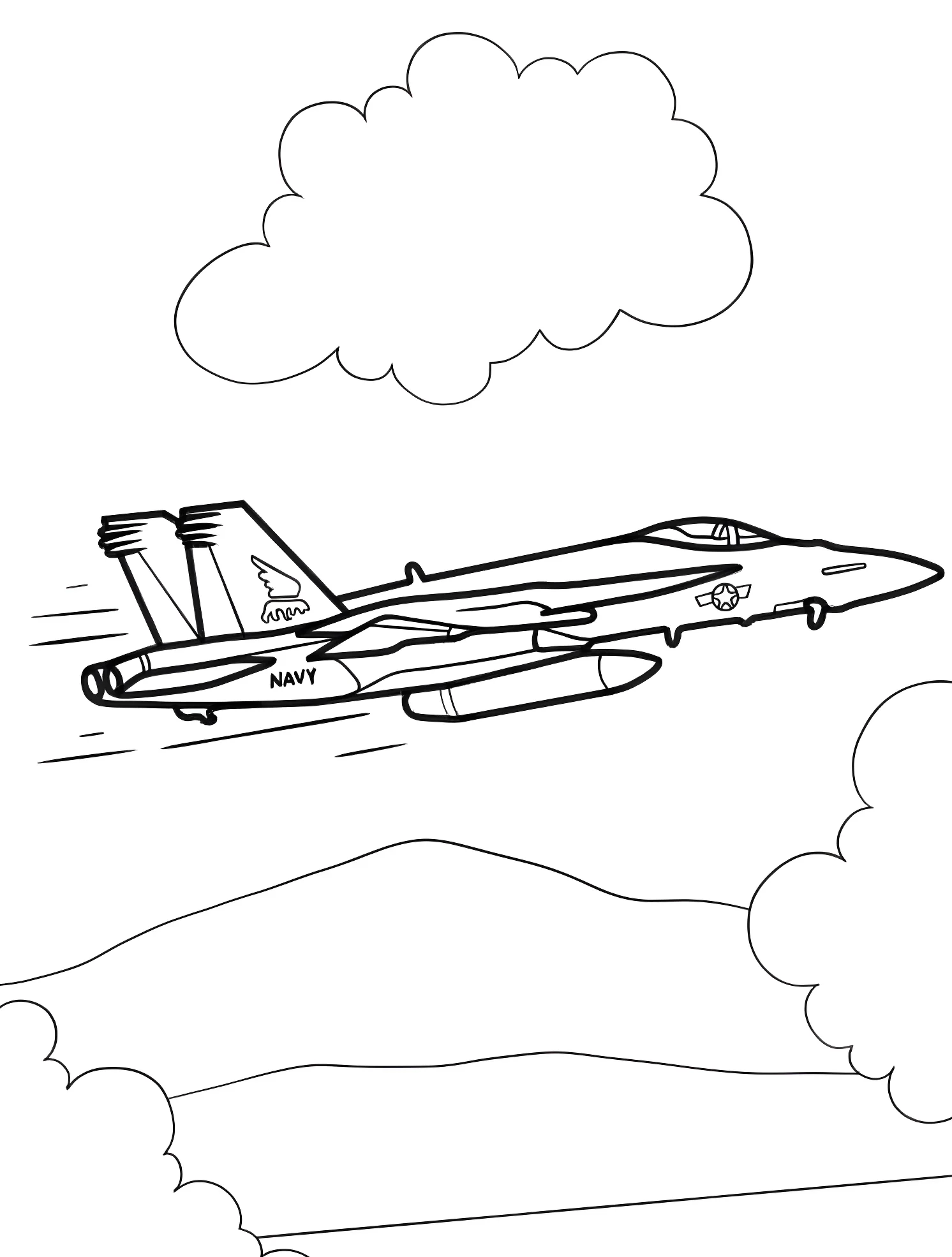 Военный самолет №6431. Раскраски для мальчиков по категориям. Самолёт (Jet).