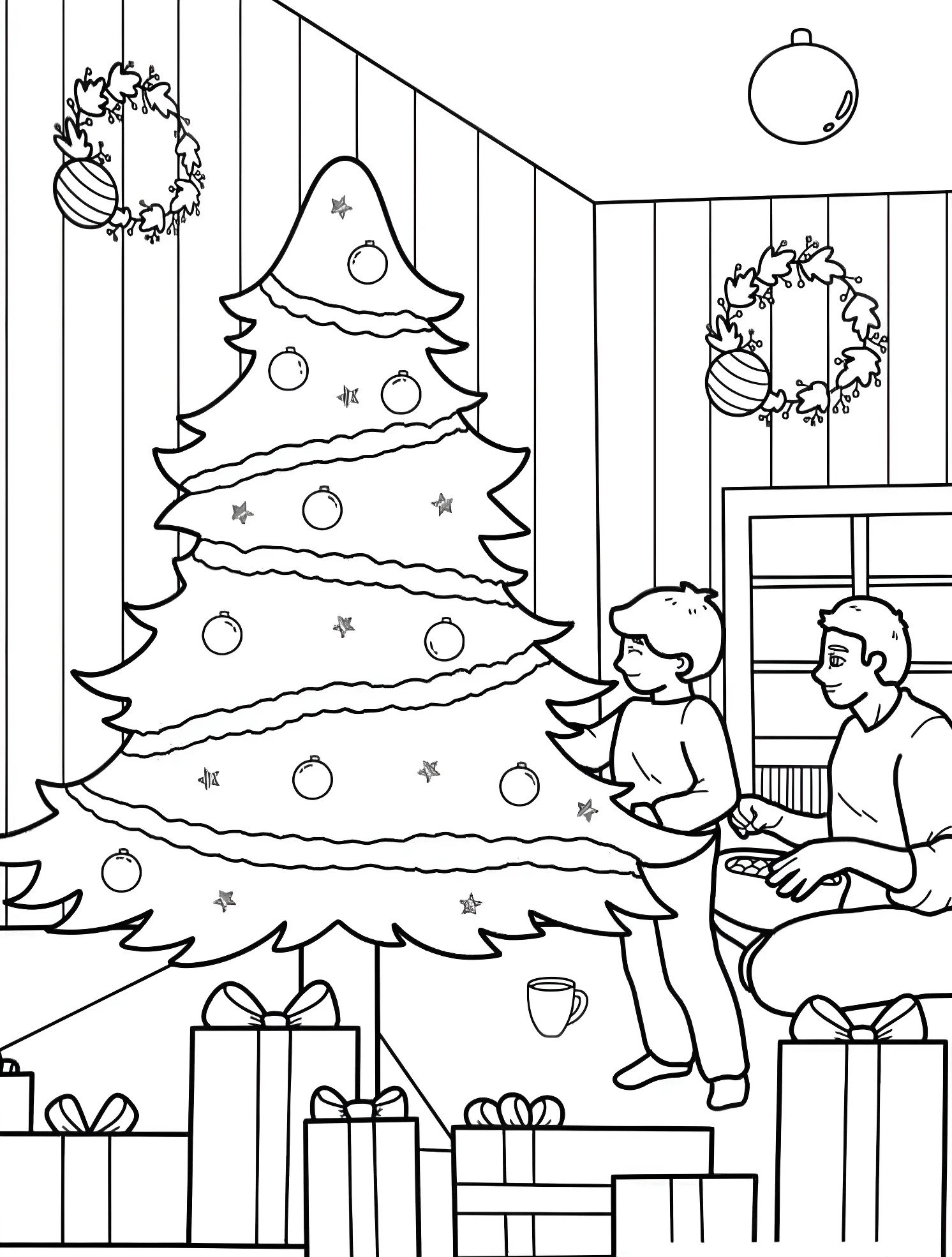 Новогодняя елка №5282. Раскраски для мальчиков по категориям. Рождество (Christmas).