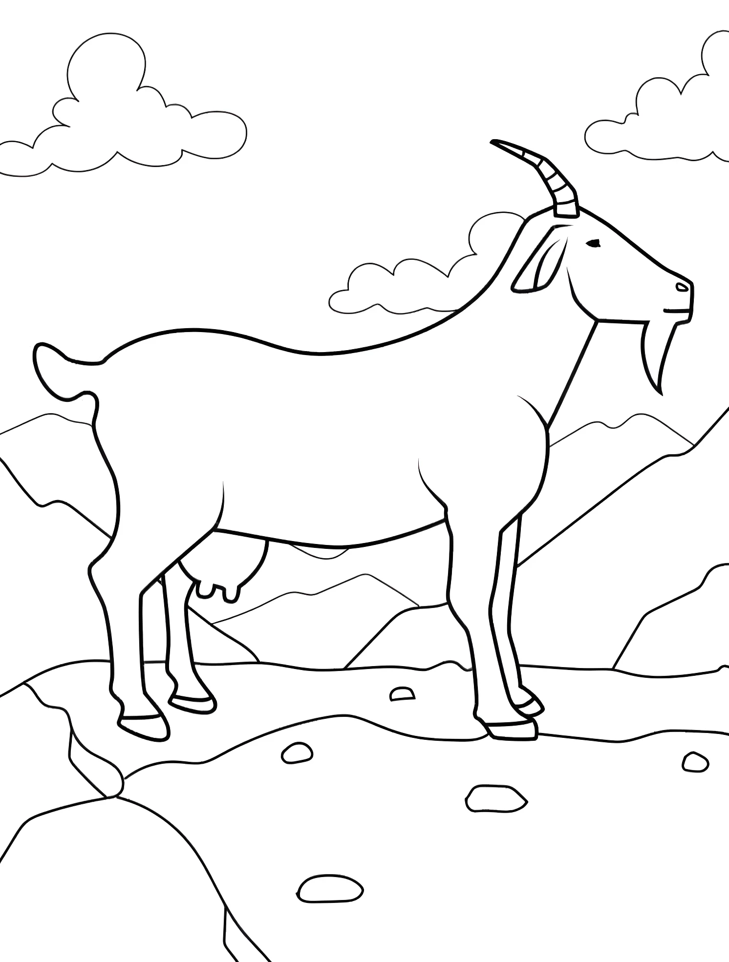 Коза с рогами №6130. Раскраски для мальчиков по категориям. Коза (Goat).
