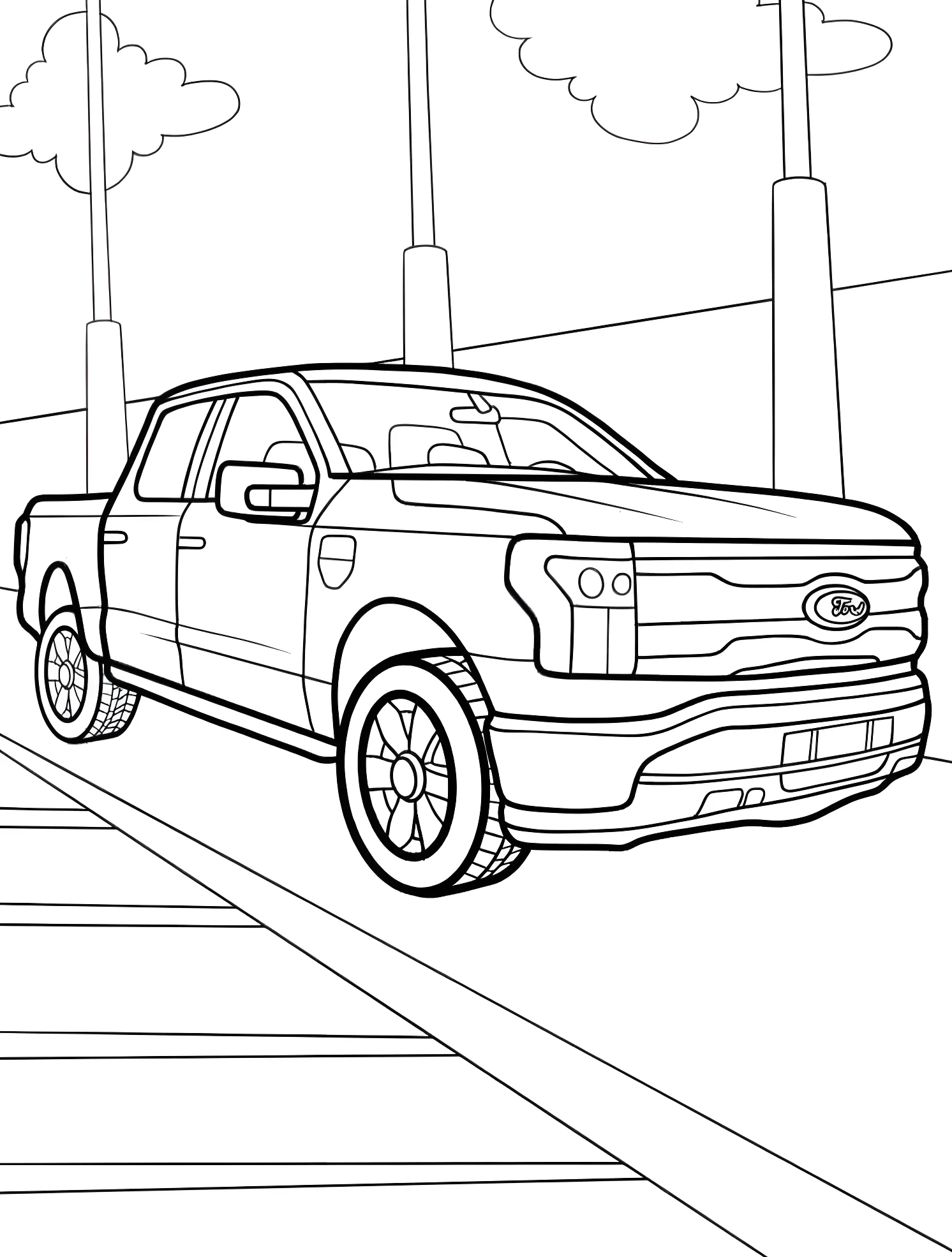 Большой пикап Ford №7752. Раскраски для мальчиков по категориям. Грузовик (Truck).