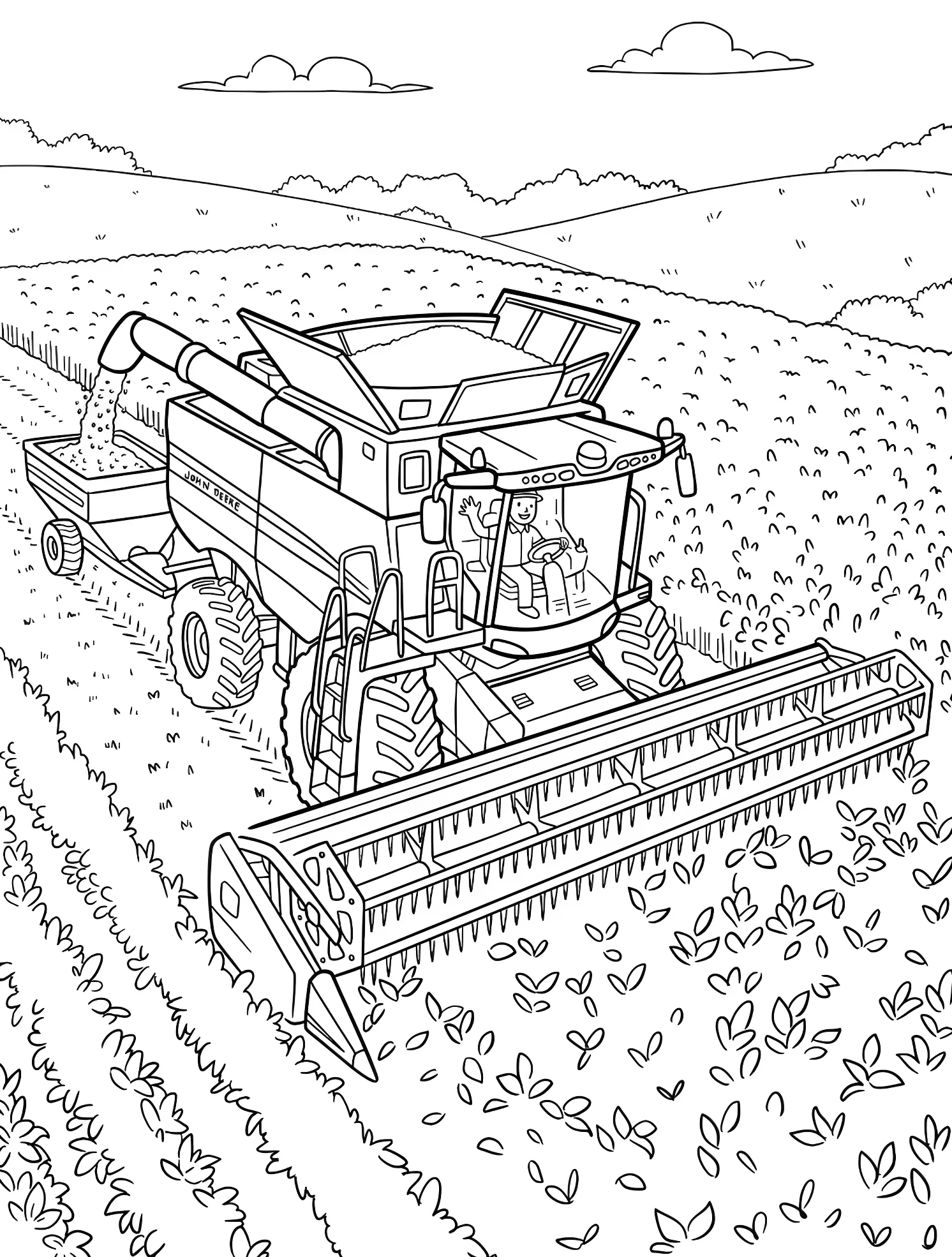 Комбайн John Deere №6464. Раскраски для мальчиков по категориям. John Deere.