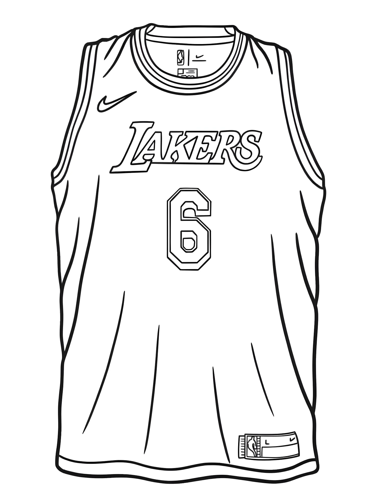 Форма баскетбольной команды Lakers №4881. Раскраски для мальчиков по категориям. Баскетбол (Basketball).