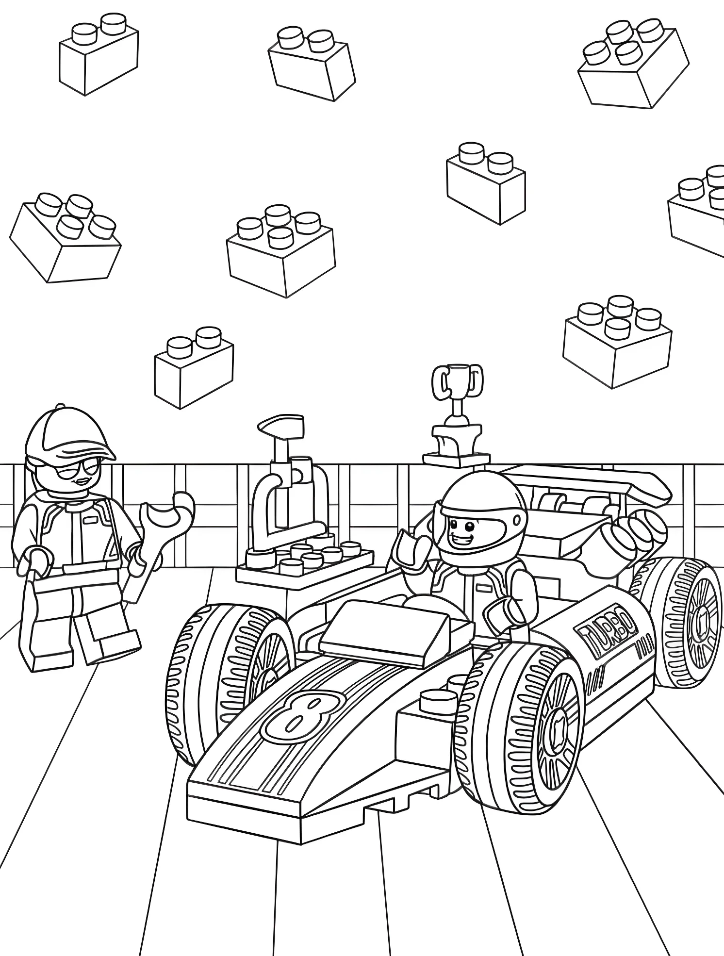 Гоночная машина Lego City №6682. Раскраски для мальчиков по категориям. Лего (LEGO).