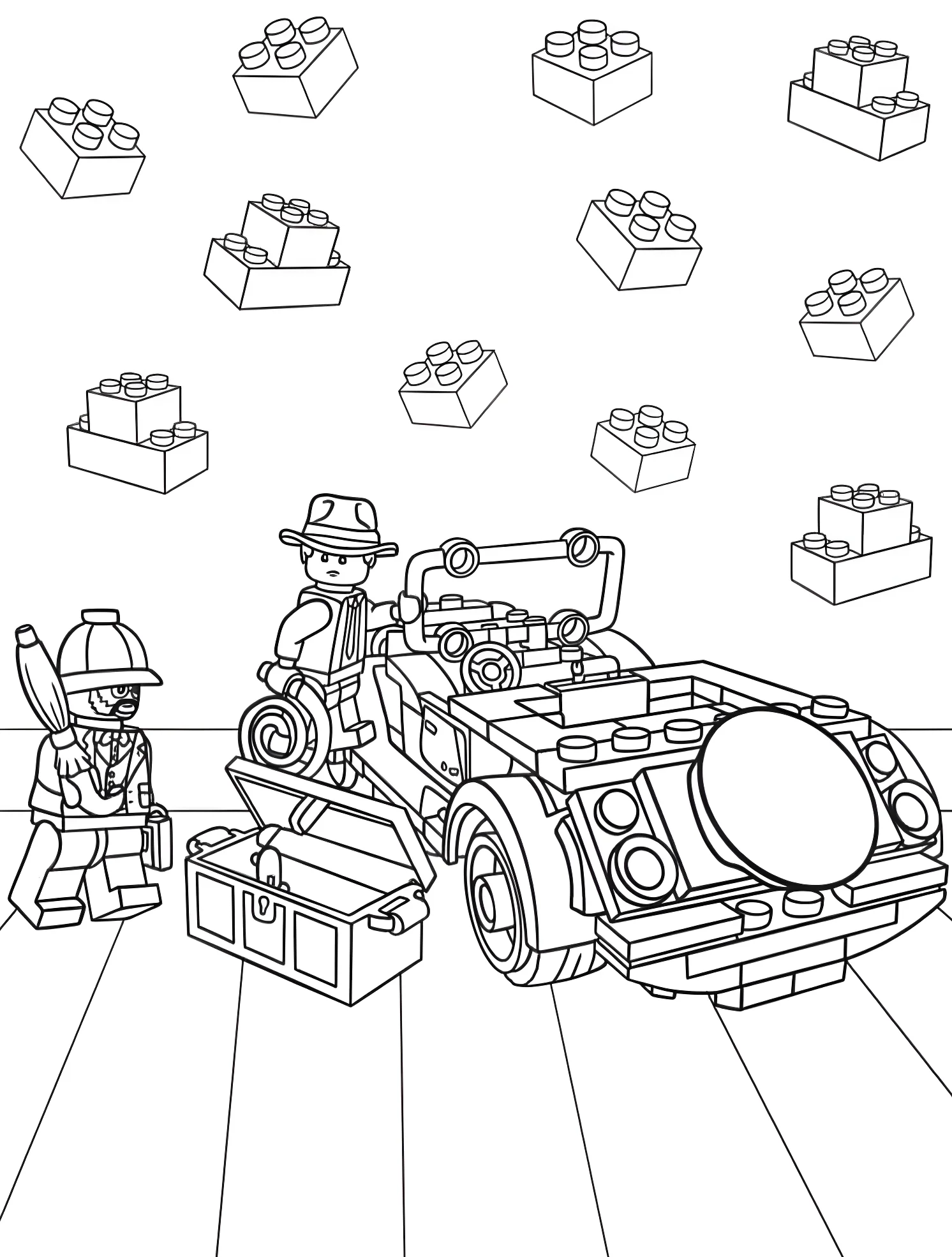Индиана Джонс и автомобиль Lego №6691. Раскраски для мальчиков по категориям. Лего (LEGO).