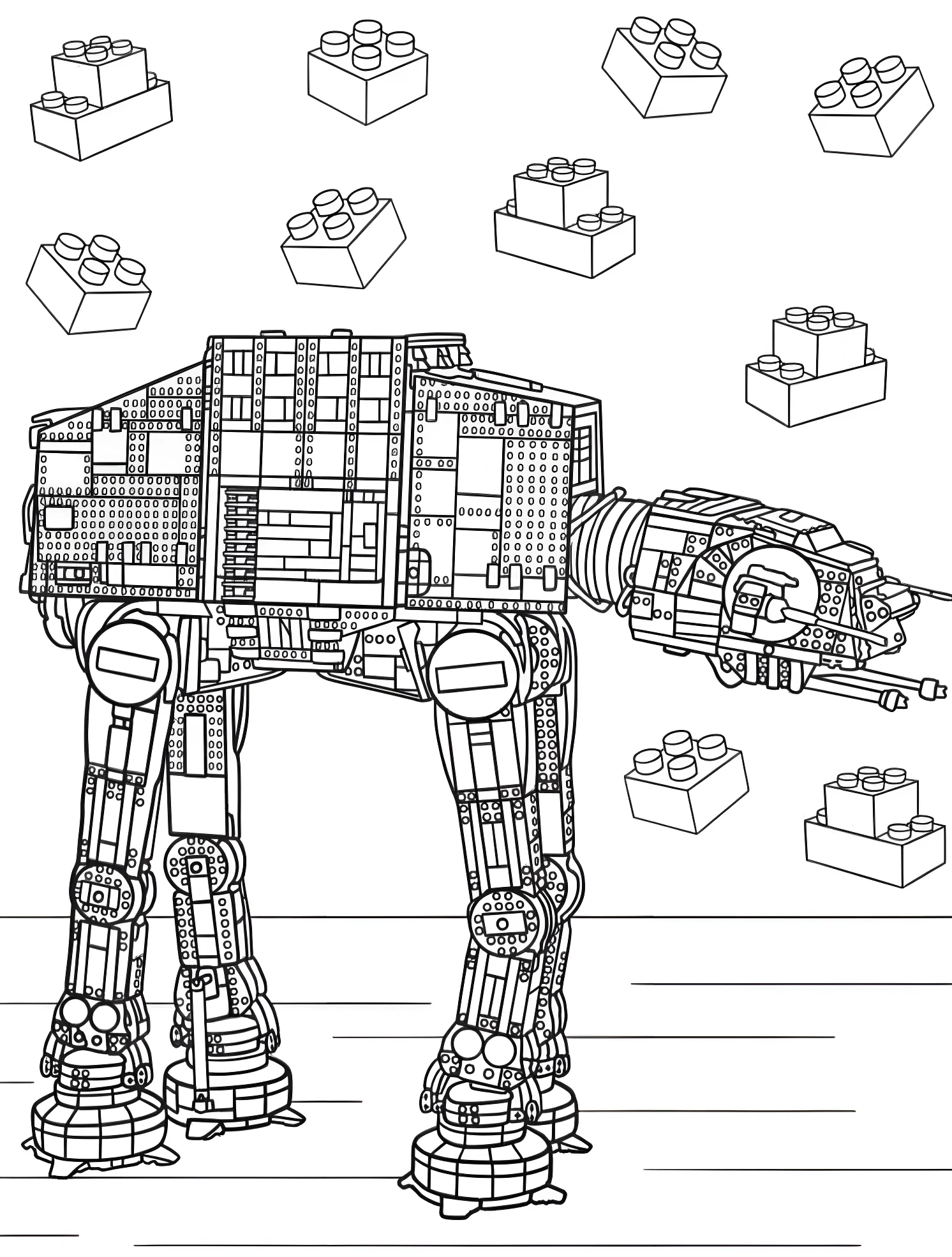 Большой AT-AT из Lego №6703. Раскраски для мальчиков по категориям. Лего (LEGO).