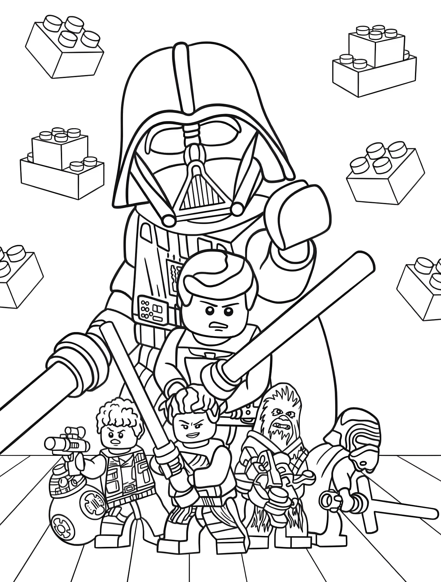 Дарт Вейдер из Lego Звездные войны №6704. Раскраски для мальчиков по категориям. Лего (LEGO).