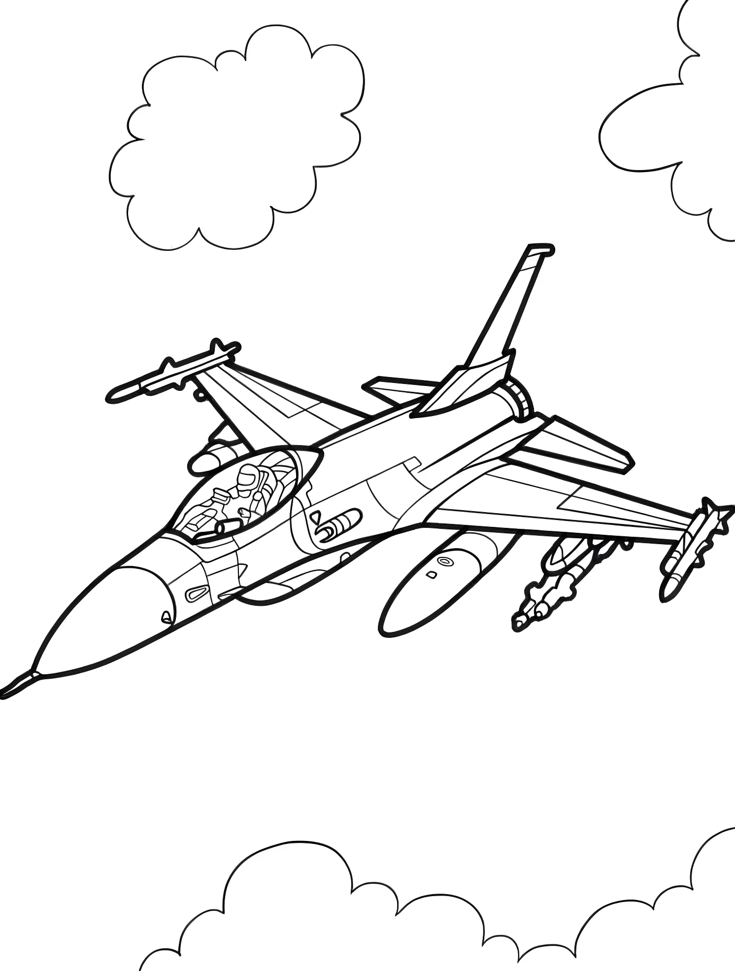 Военный самолет F-16 №6438. Раскраски для мальчиков по категориям. Самолёт (Jet).