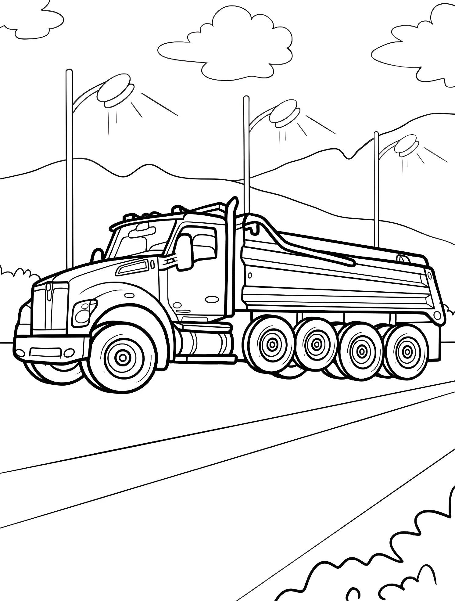 Большой самосвал Mack №7758. Раскраски для мальчиков по категориям. Грузовик (Truck).