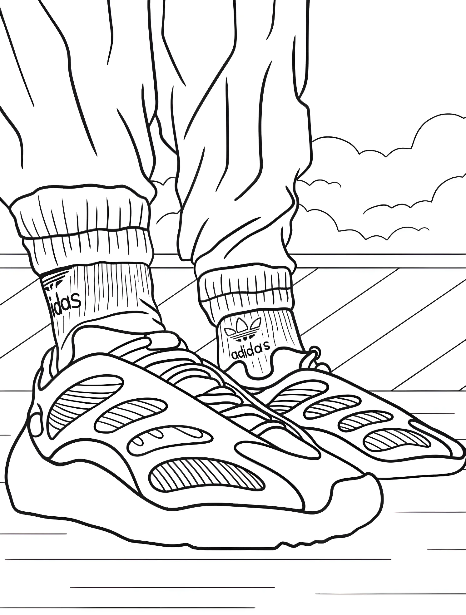 Стильные кроссовки Yeezy №7350. Раскраски для мальчиков по категориям. Обувь.