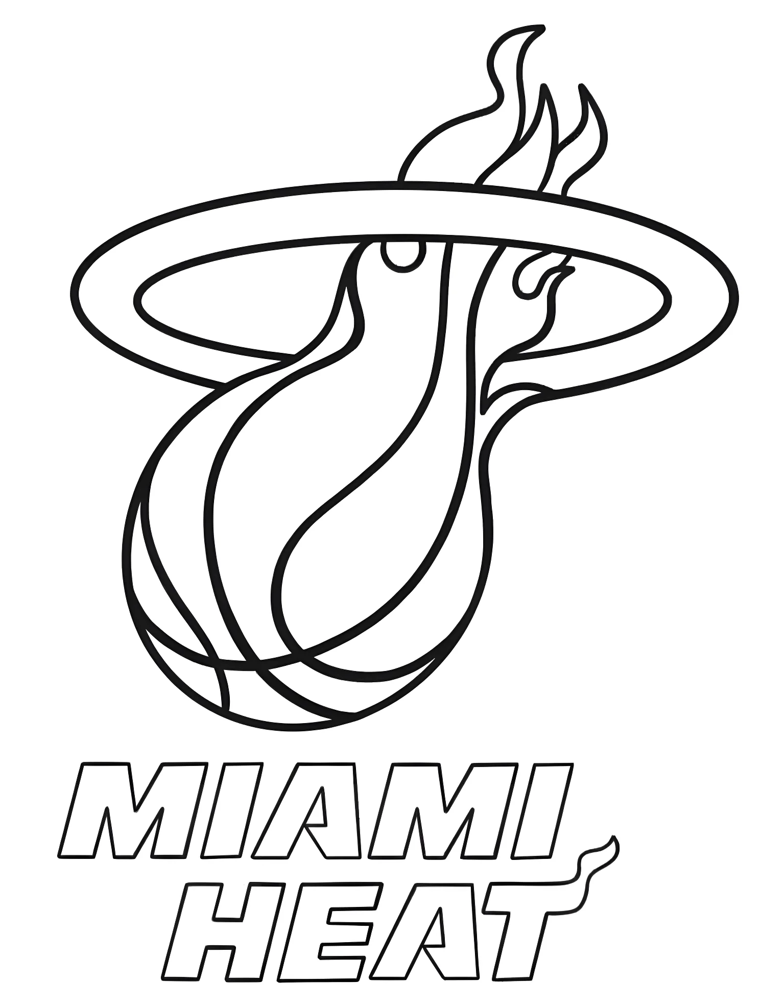 Логотип Miami Heat №4883. Раскраски для мальчиков по категориям. Баскетбол (Basketball).