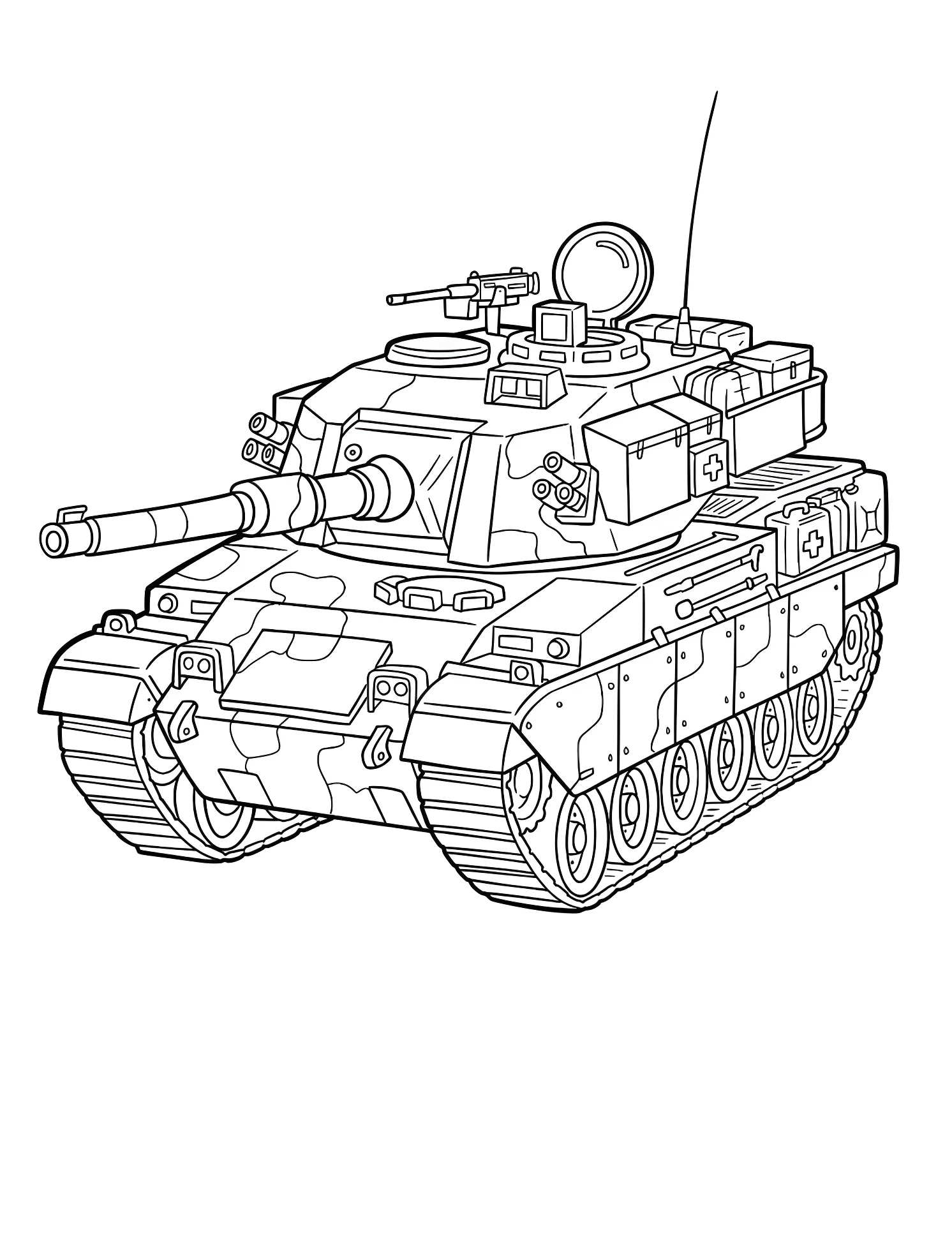 Современный танк для раскрашивания №7564. Раскраски для мальчиков по категориям. Танк (Tank).
