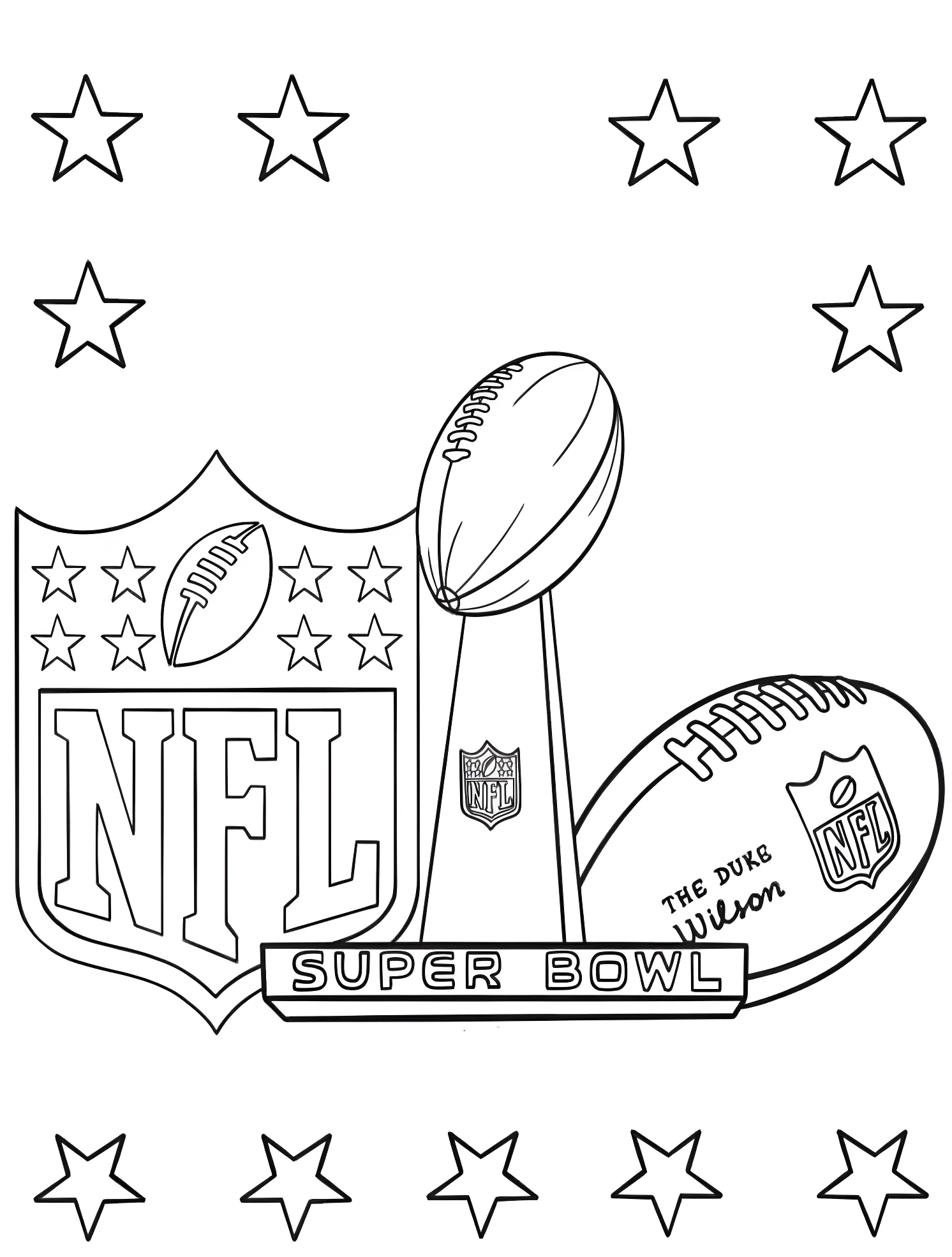 Мяч и логотип NFL №6083. Раскраски для мальчиков по категориям. Футбол (Football).