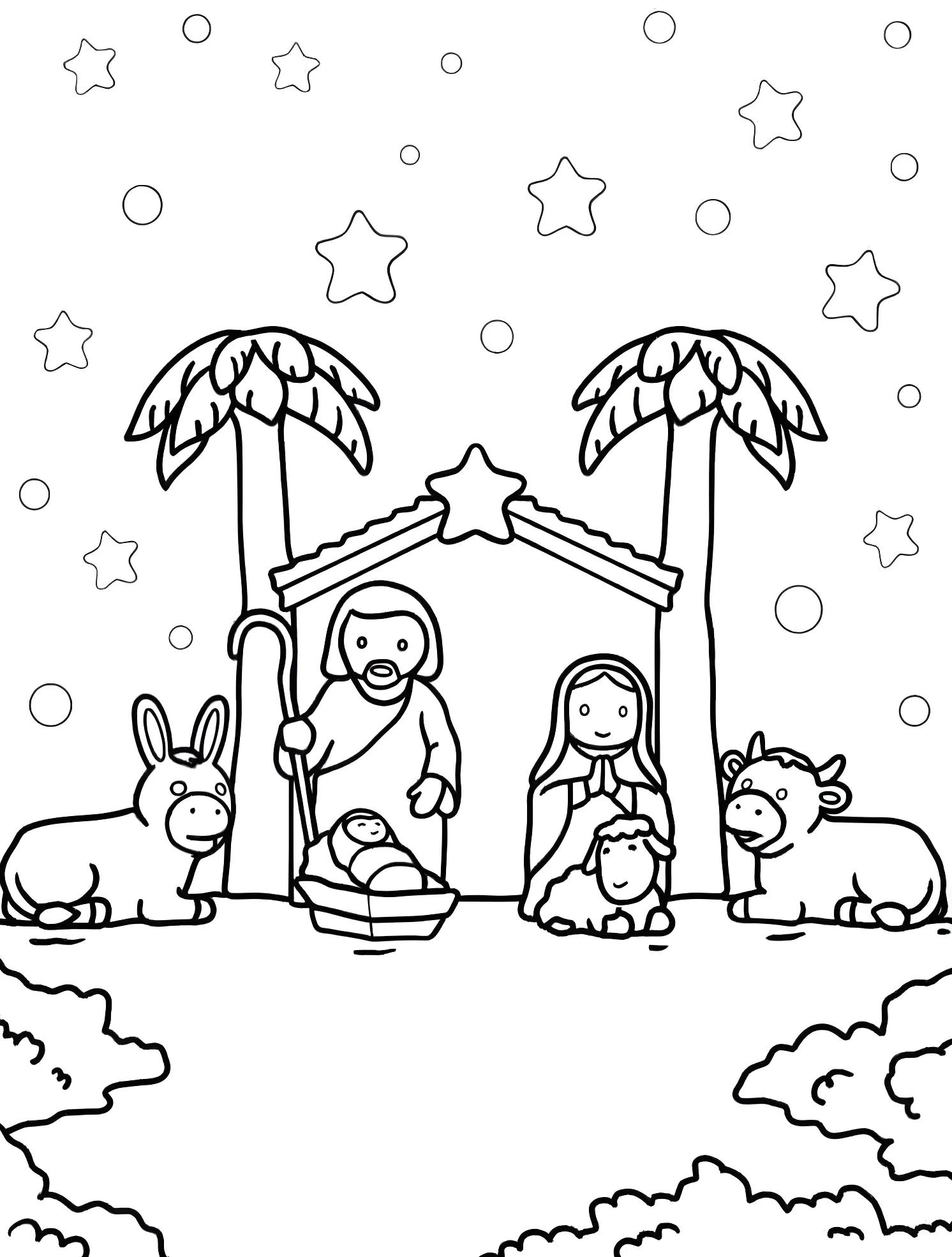 Рождение Христа №5305. Раскраски для мальчиков по категориям. Рождество (Christmas).
