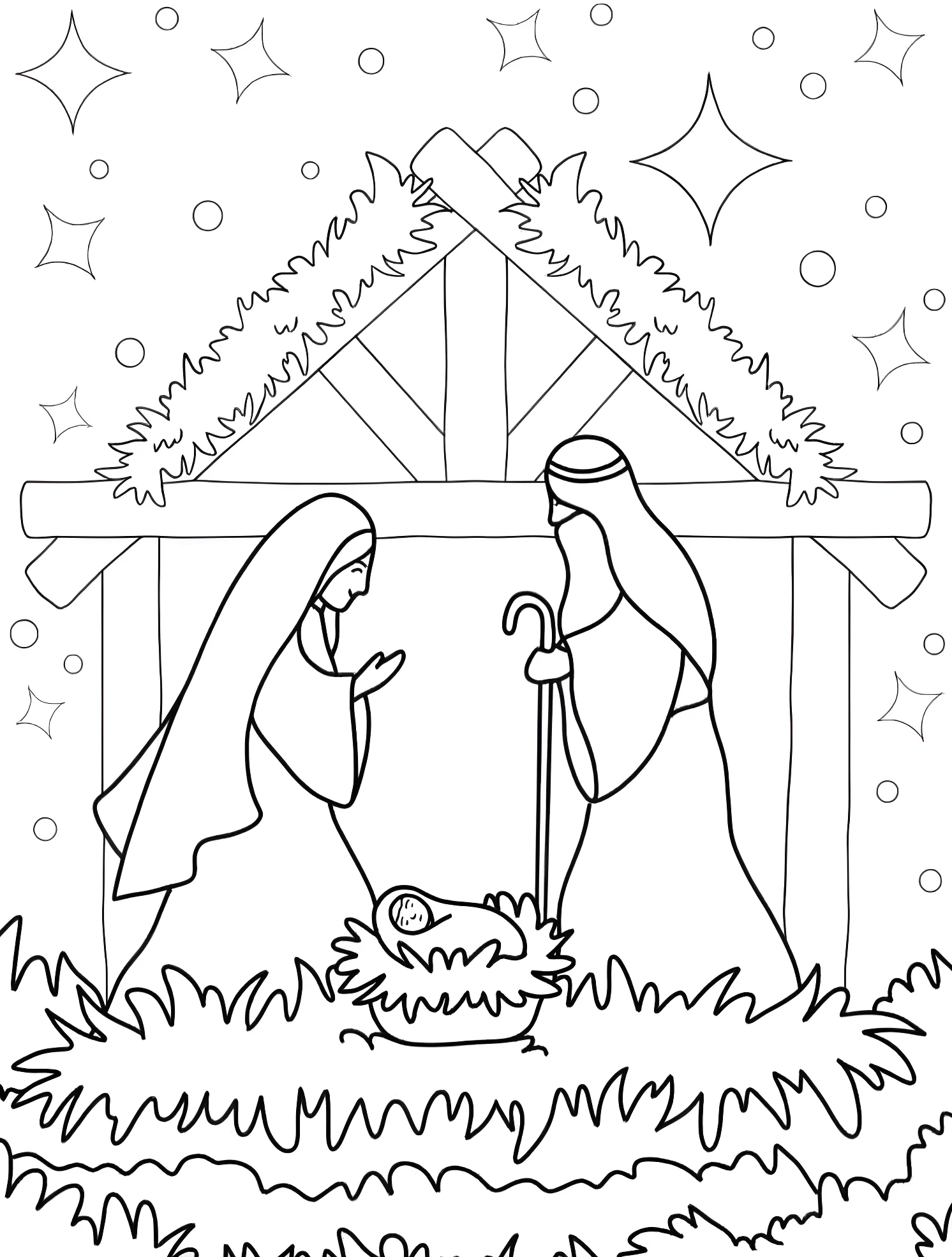 Рождение Христа №5307. Раскраски для мальчиков по категориям. Рождество (Christmas).