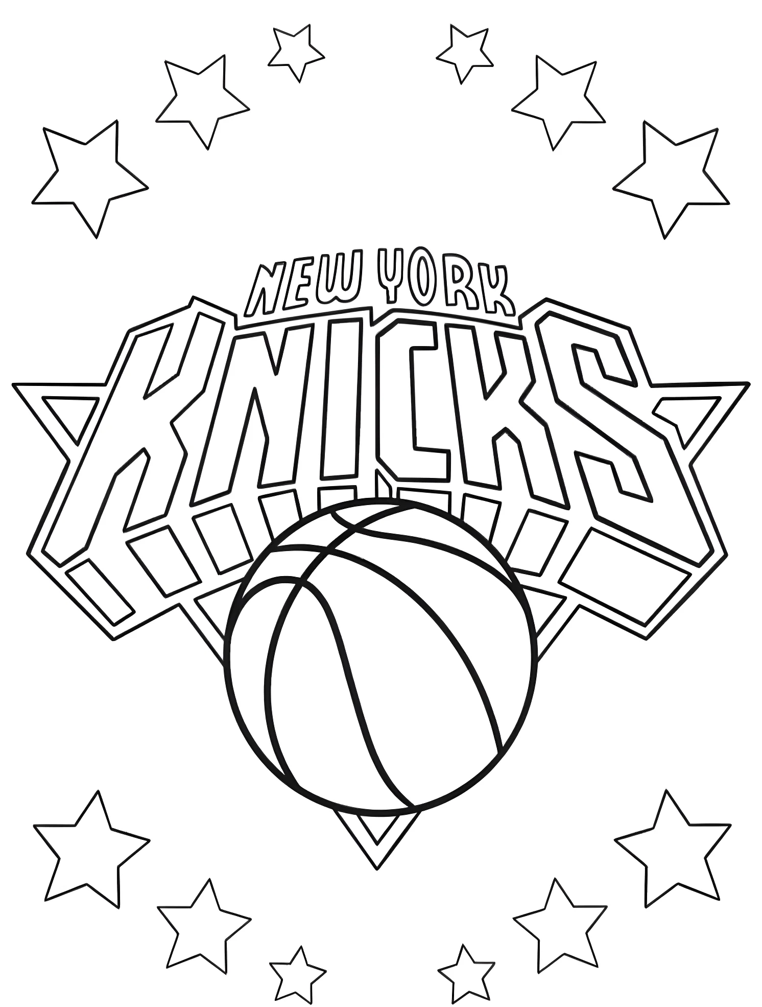 Логотип New York Knicks для творчества №4888. Раскраски для мальчиков по категориям. Баскетбол (Basketball).