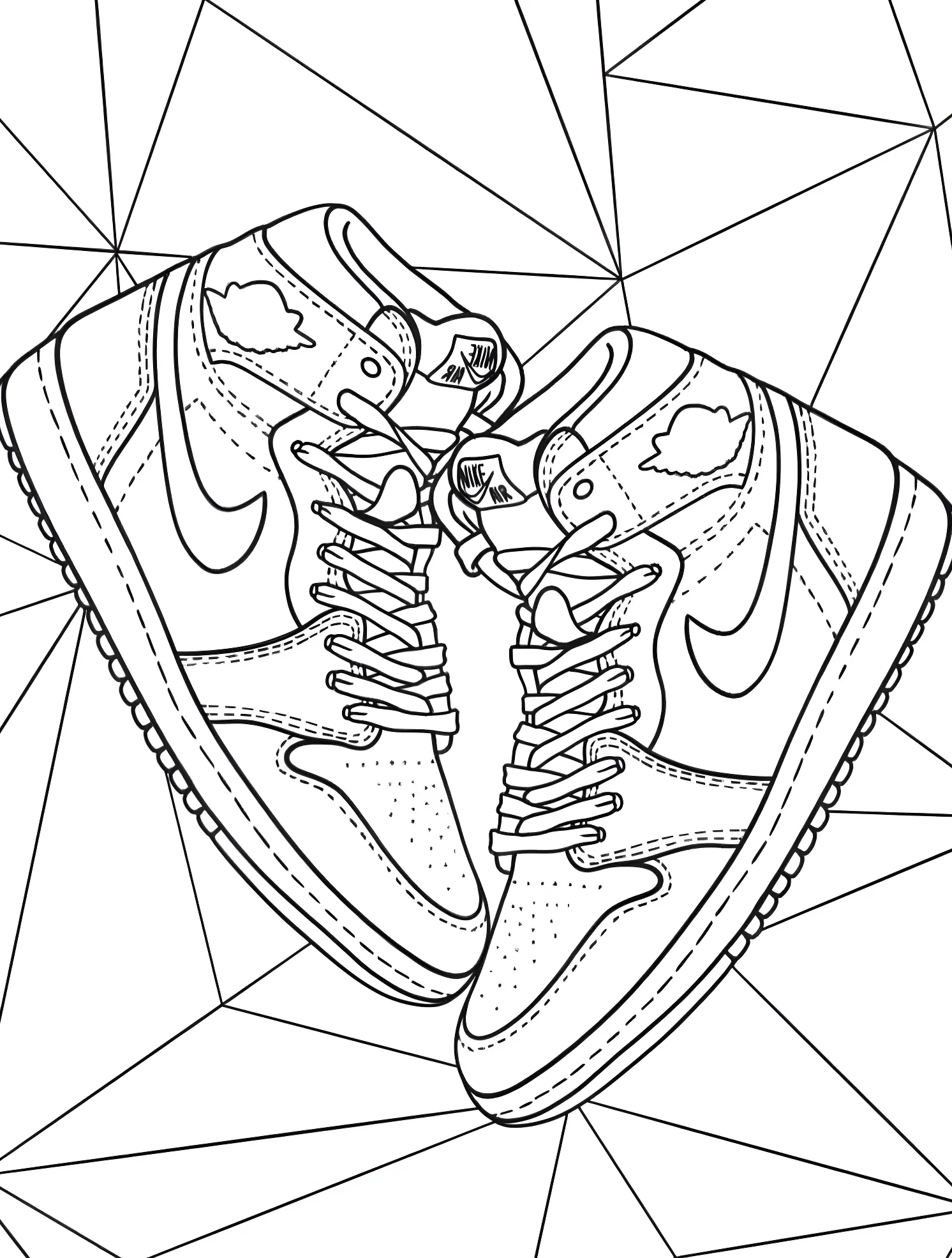Крутые кроссовки Nike для творчества №7351. Раскраски для мальчиков по категориям. Обувь.