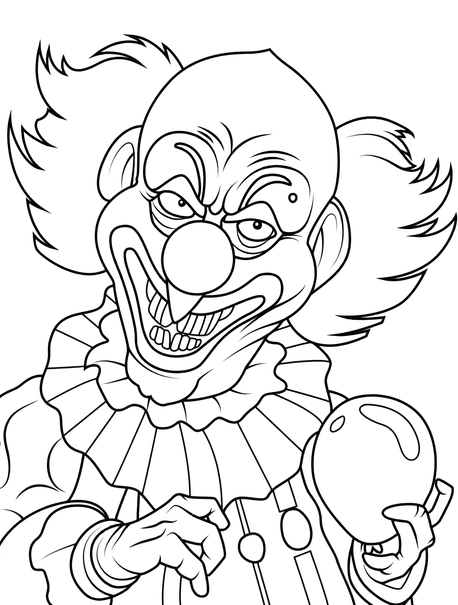 Жуткий клоун №5392. Раскраски для мальчиков по категориям. Клоун (Clown).
