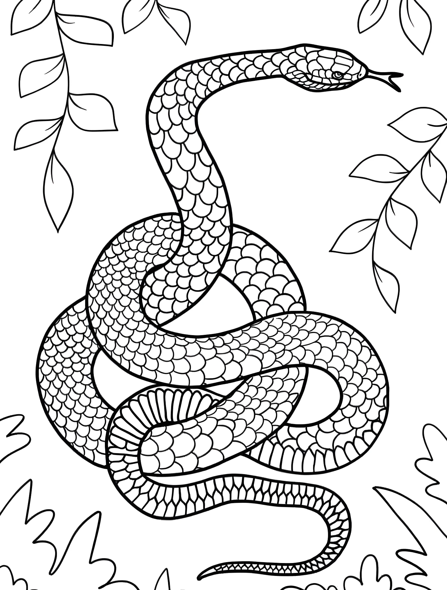 Красивая змея №7421. Раскраски для мальчиков по категориям. Змея (Snake).