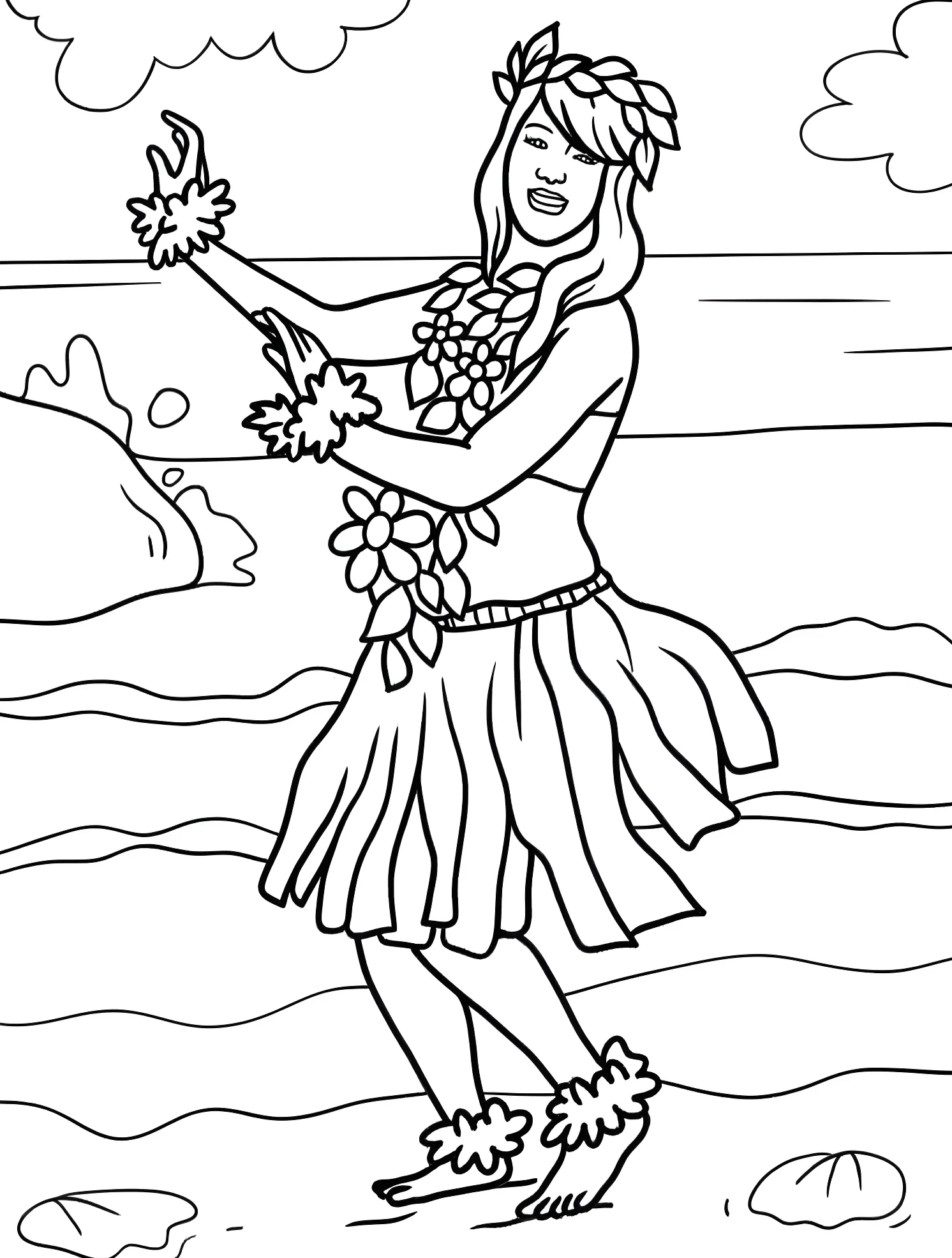 Танцующая хула №5495. Раскраски для мальчиков по категориям. Танцы (Dancing).