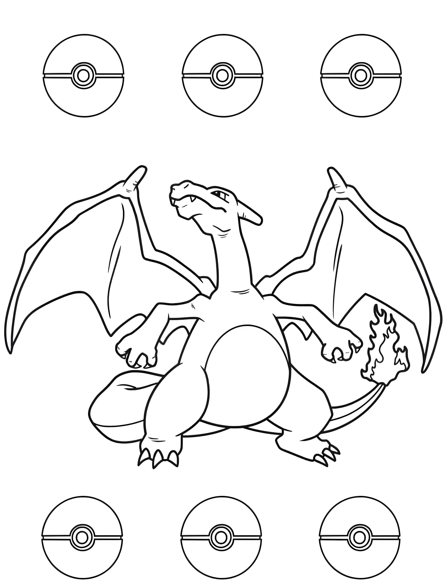 Дракон Чарizard №7182. Раскраски для мальчиков по категориям. Покемоны (Pokémon).
