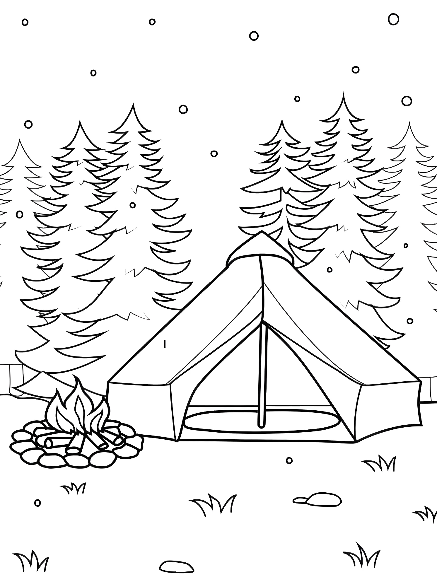 Палатка в лесу №5128. Раскраски для мальчиков по категориям. Кемпинг (Camping).
