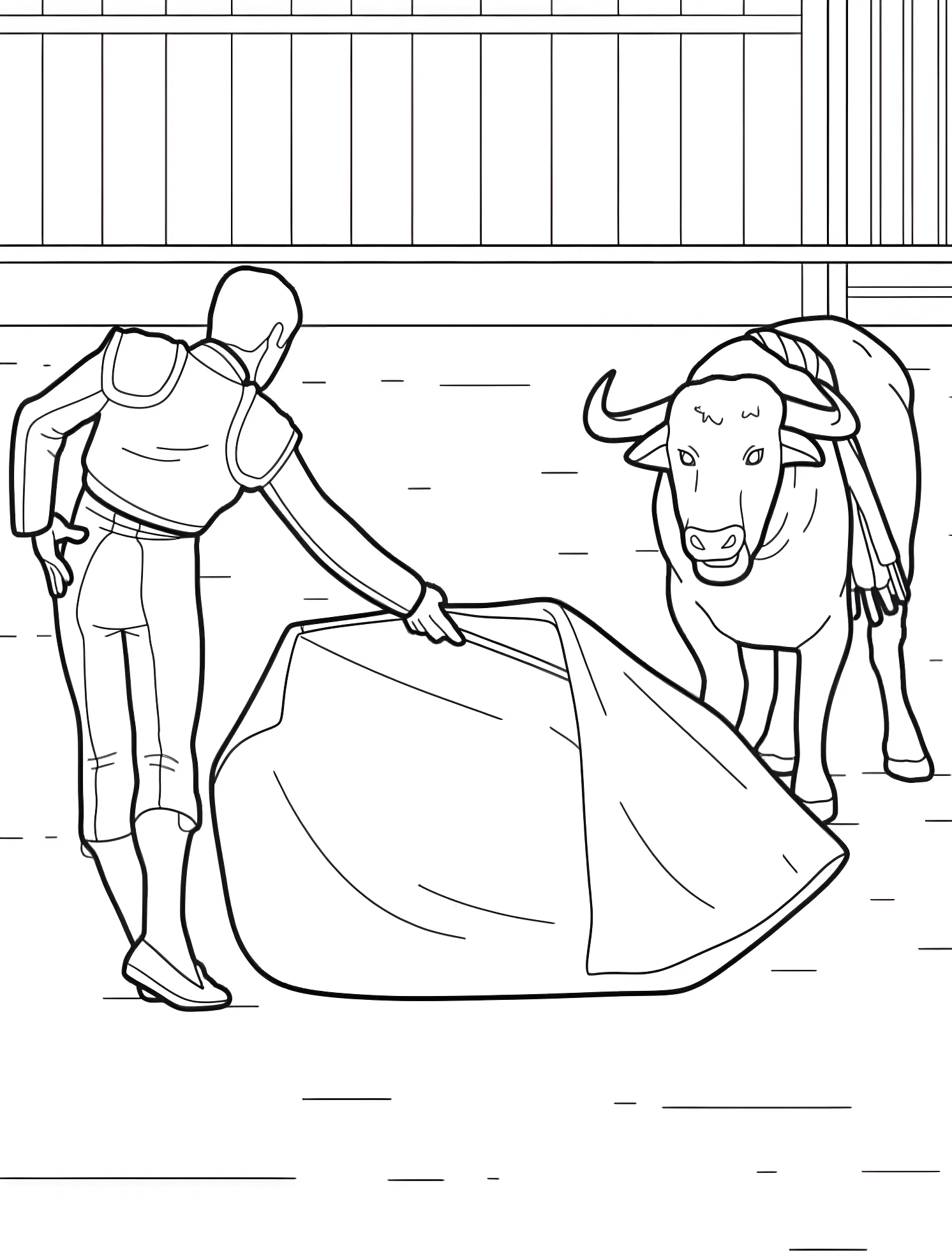 Коррида быка №5054. Раскраски для мальчиков по категориям. Бык (Bull).